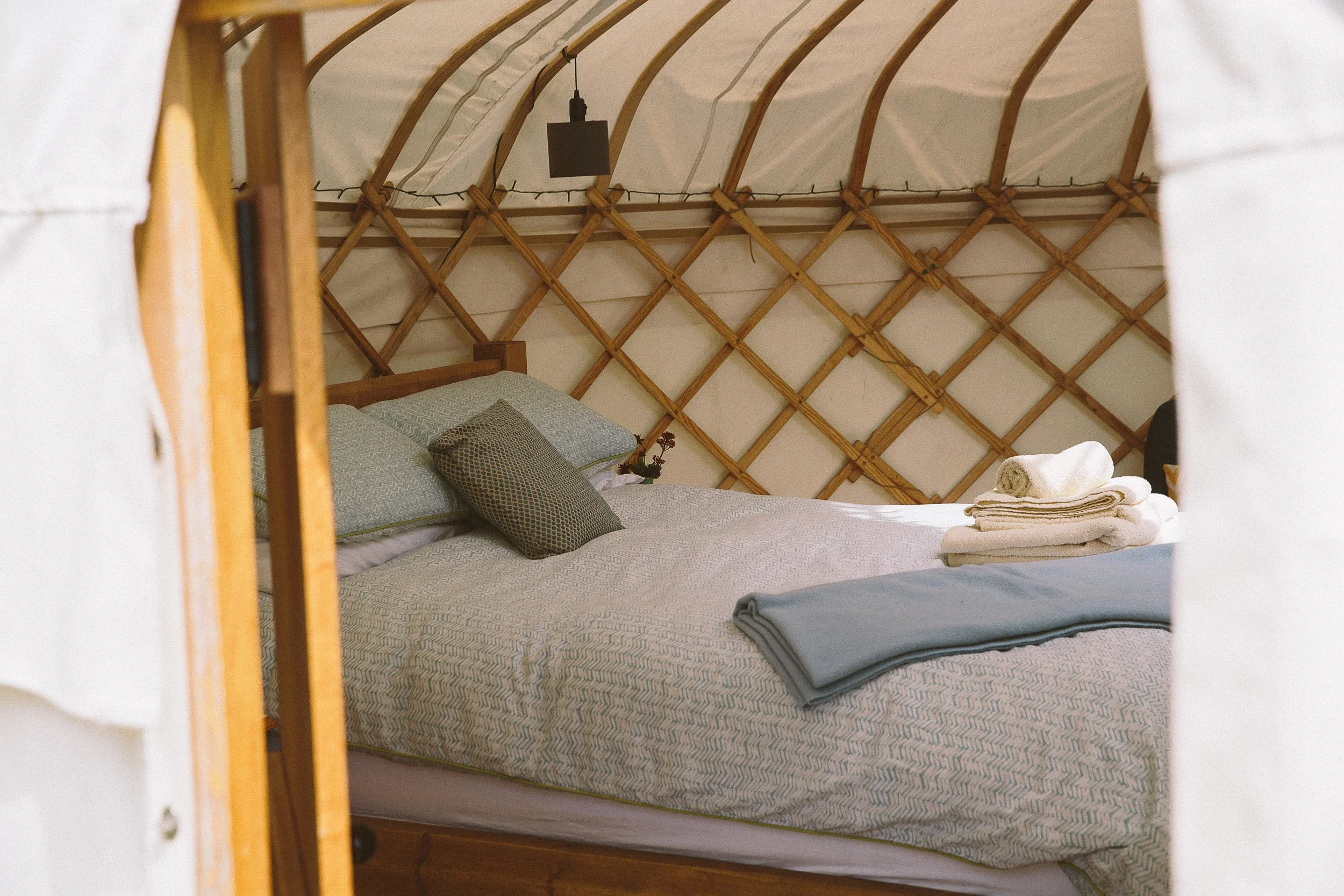 Luxury bedding in the yurt