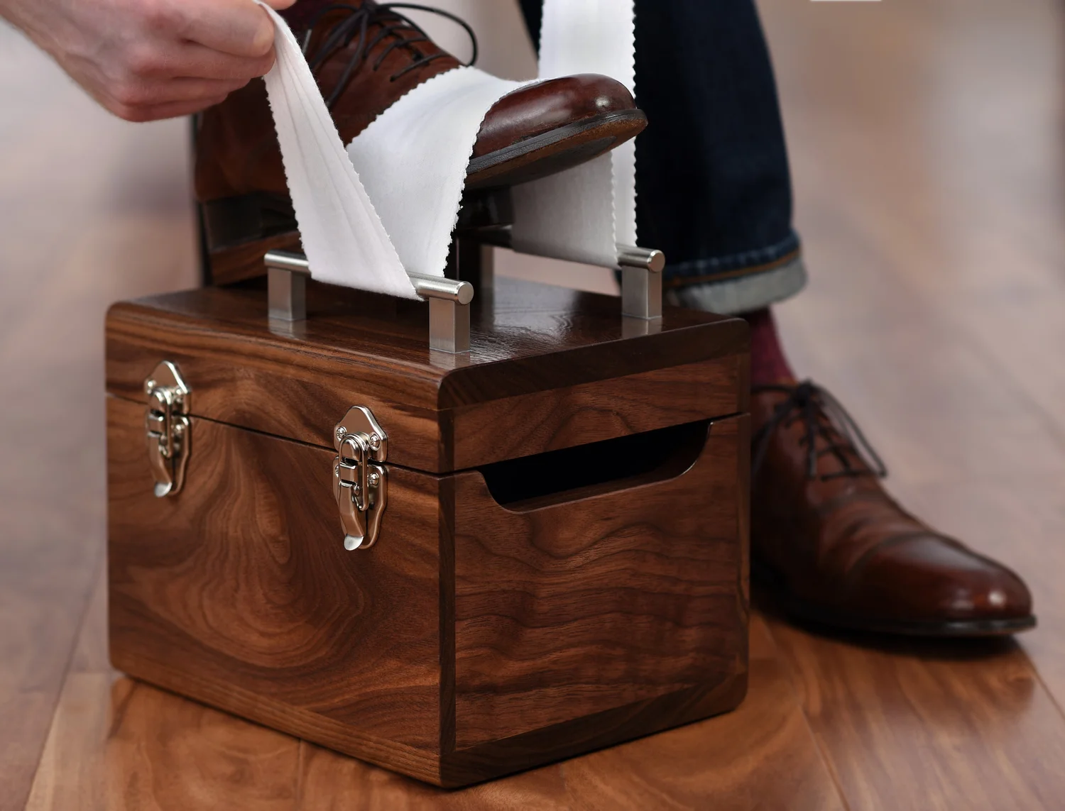 FootMatters Hardwood Boot & Shoe Care Shine Box - Shine Box Only