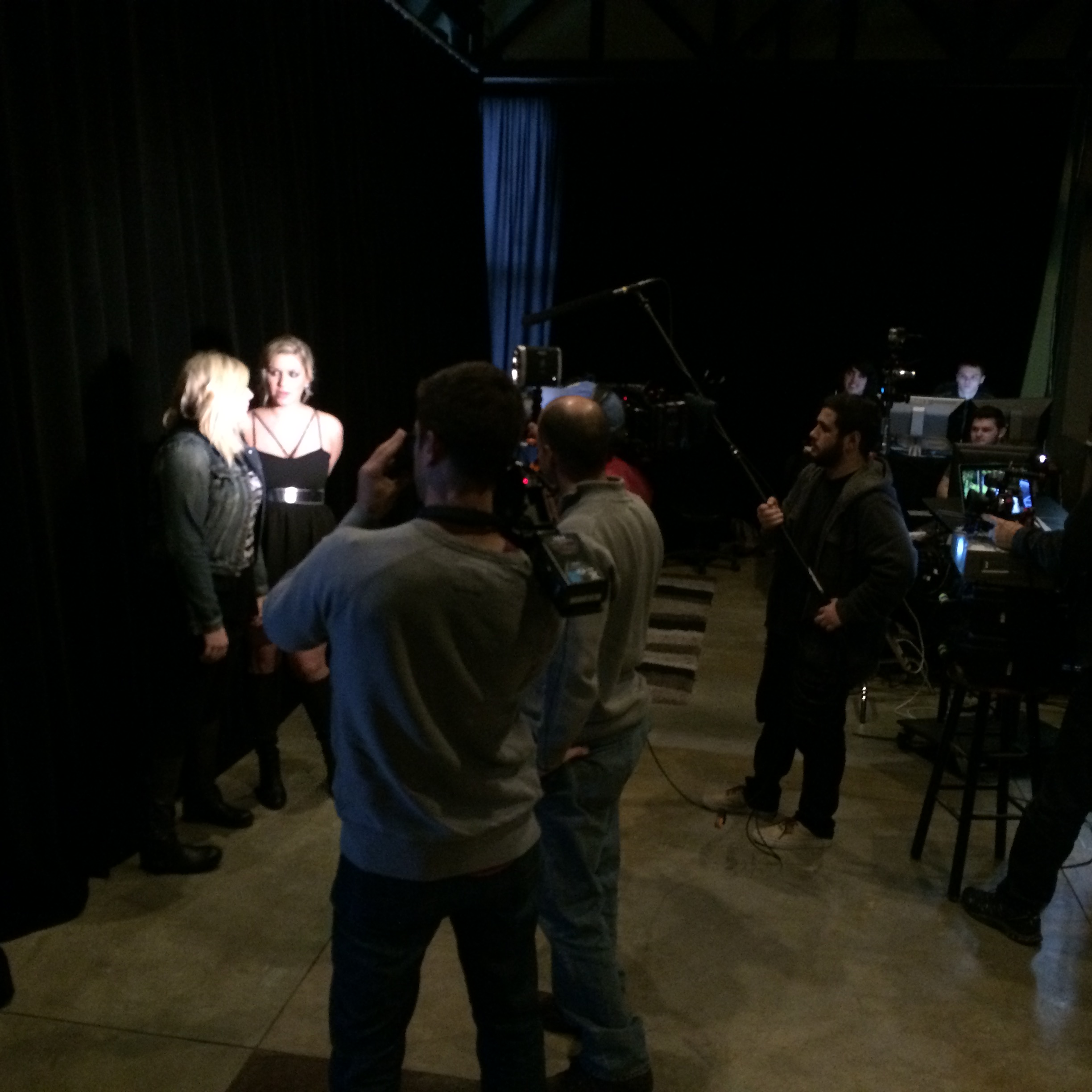 Interviews in-between faux video shooting...