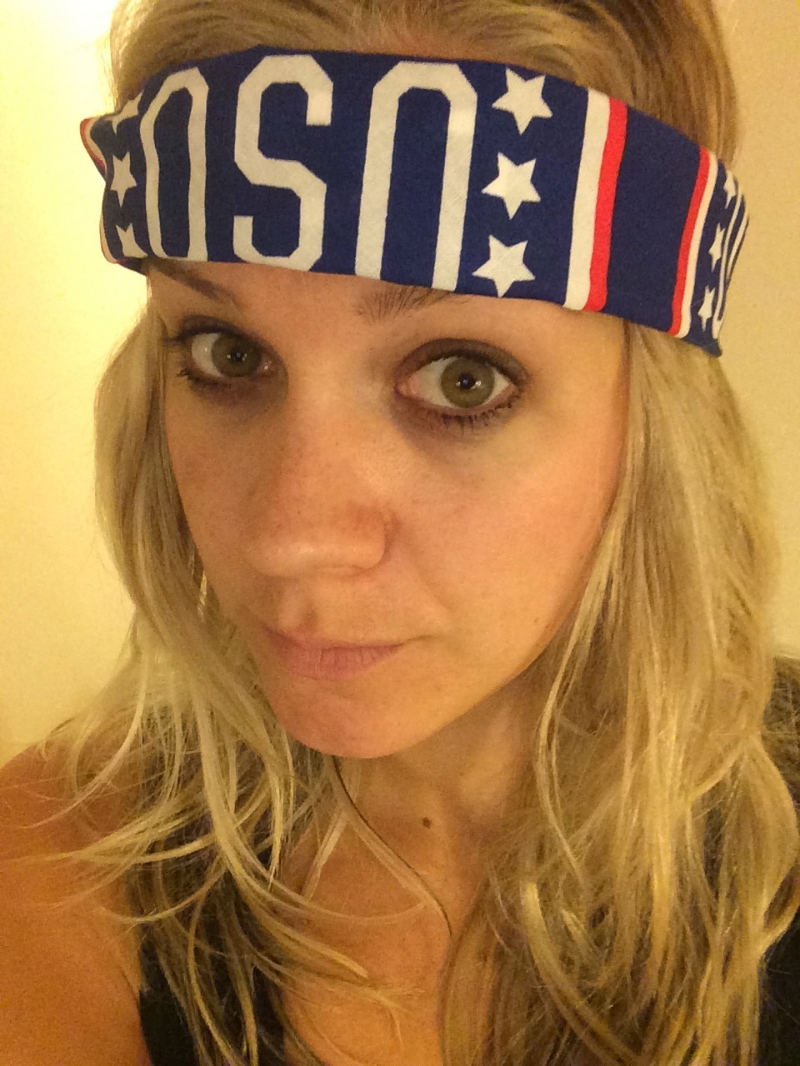 Hey Kate, your headband is upside down. Cool look, though.