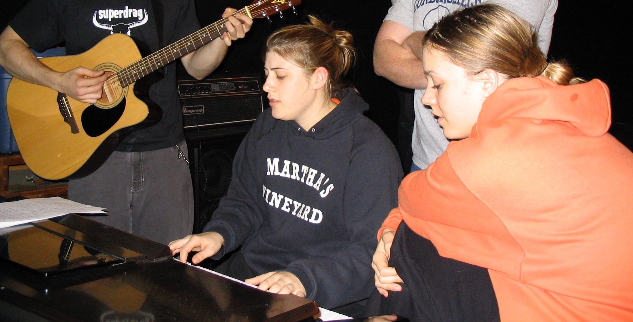 One of our oldest pics together...please note Jill's MV hoodie :) We're thinking this MUST HAVE BEEN a middle of the night rehearsal because we look SOOOOOO tired!