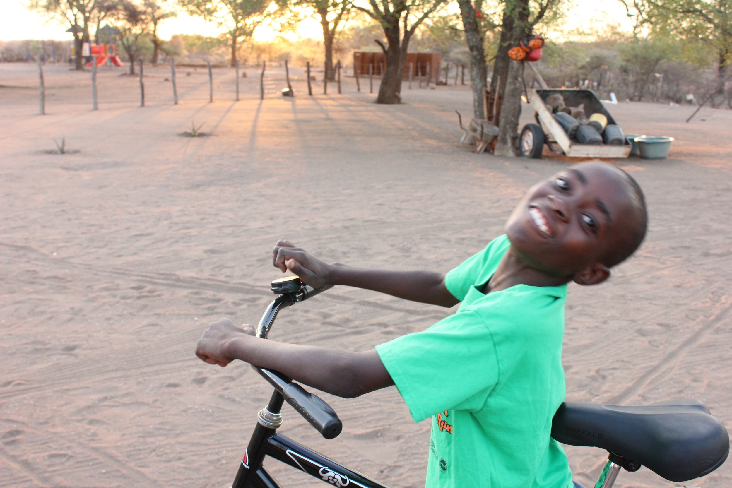 Tsepo on his new bike!