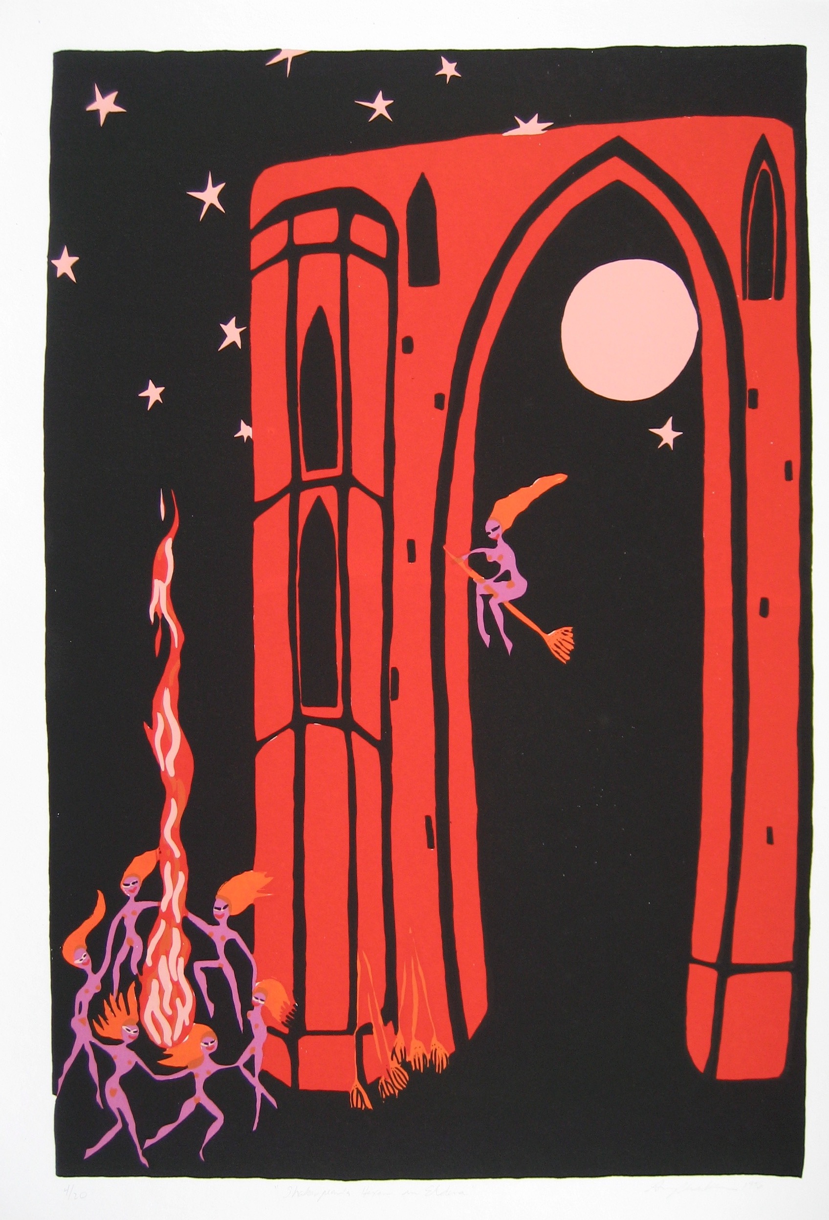 Shakespeare's Hexen in Eldena, 39 x 27 inches, 1996, Edition of 20 printed at Druckwerkstatt Hubert Schwarz, Greifswald, Germany