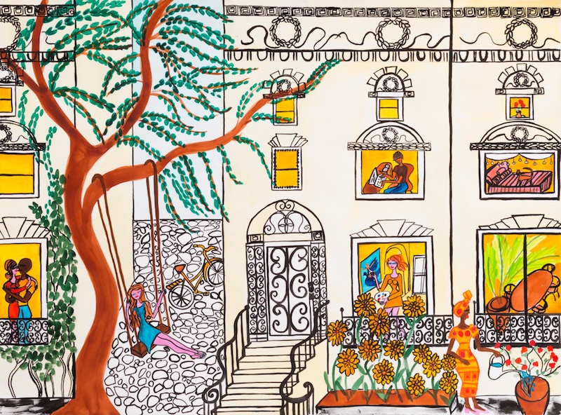 Striver's Row, ink on paper, 22 x 30 inches, 2015