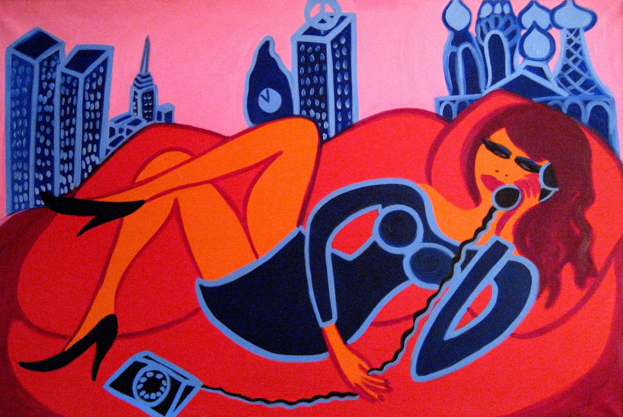 Conference Call, oil on canvas, 39 x 59 inches, 1992