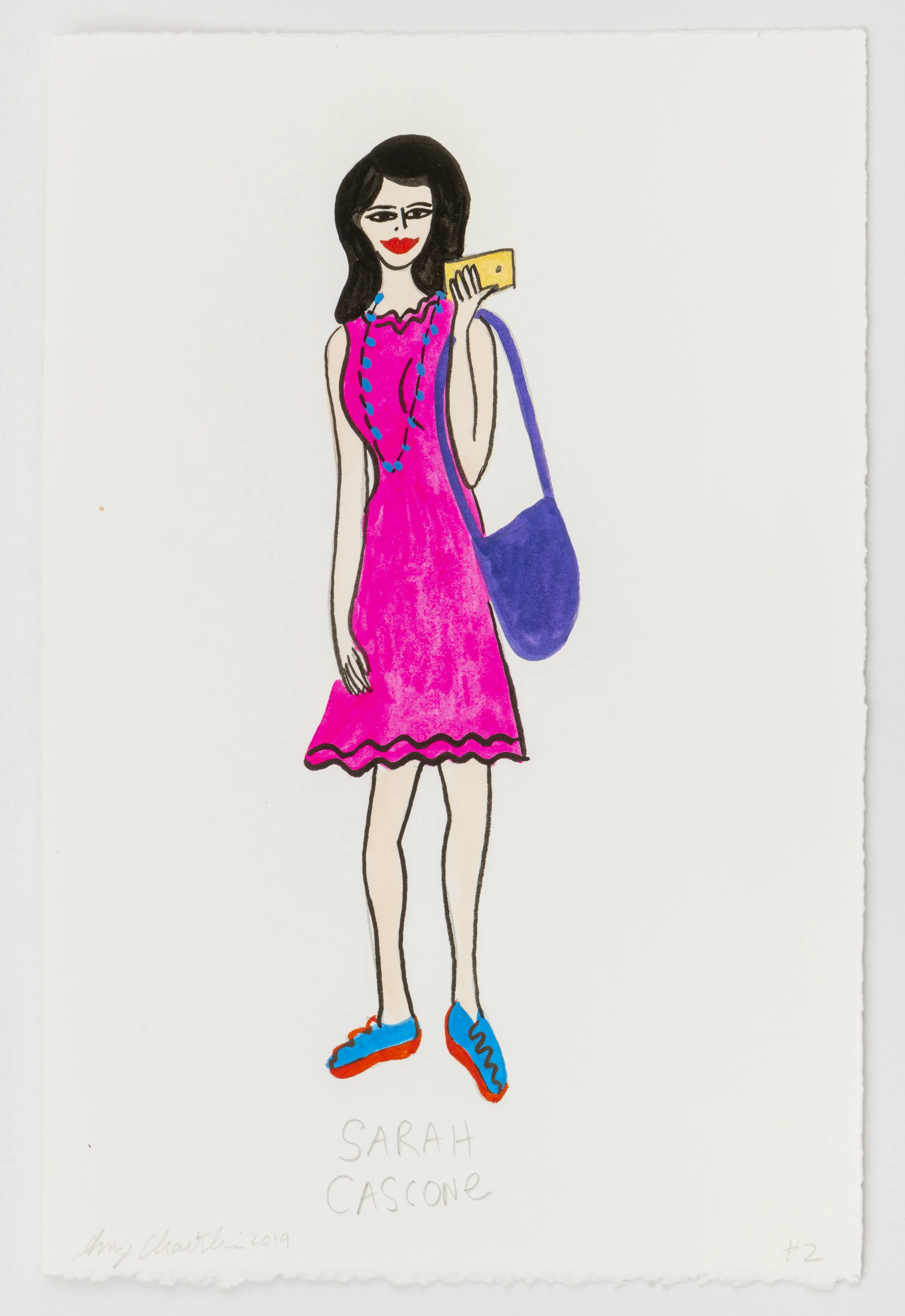 'Cultured Pearls Portraits: Artist/Art Journalist Sarah Cascone' (2019) ink & graphite on paper, 11 x 7.5 inches, (28cm x 19cm),