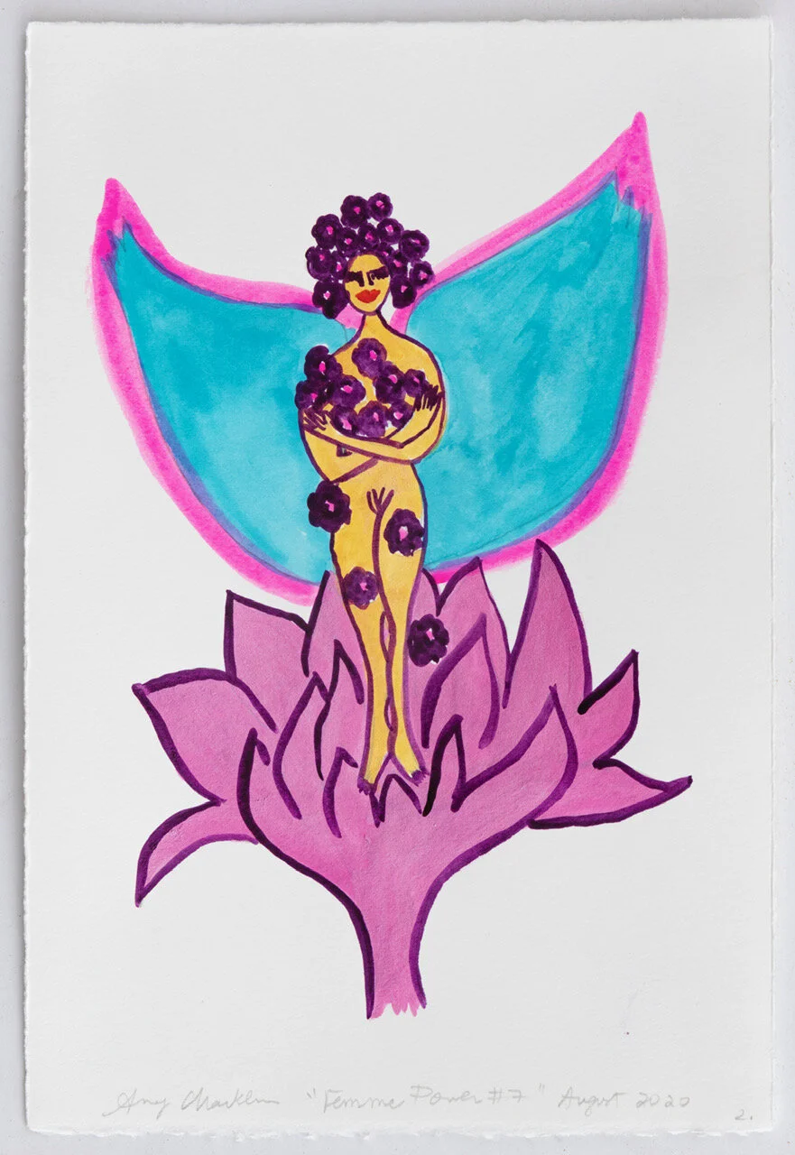 "Femme Power #7,  (2020) ink on paper, 11 x 7.5 inches, 28 x 19cm