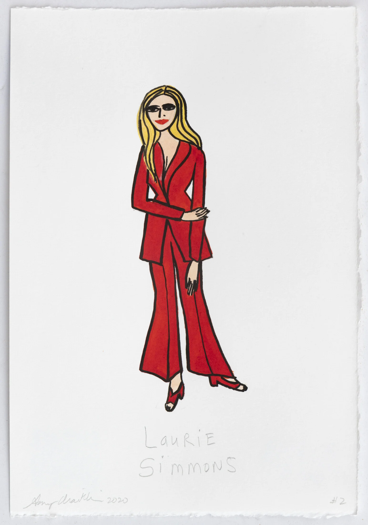 'Cultured Pearls Portraits: Artist + Activist Laurie Simmons ' (2020) ink & graphite on paper, 11 x 7.5 inches, (28cm x 19cm) 