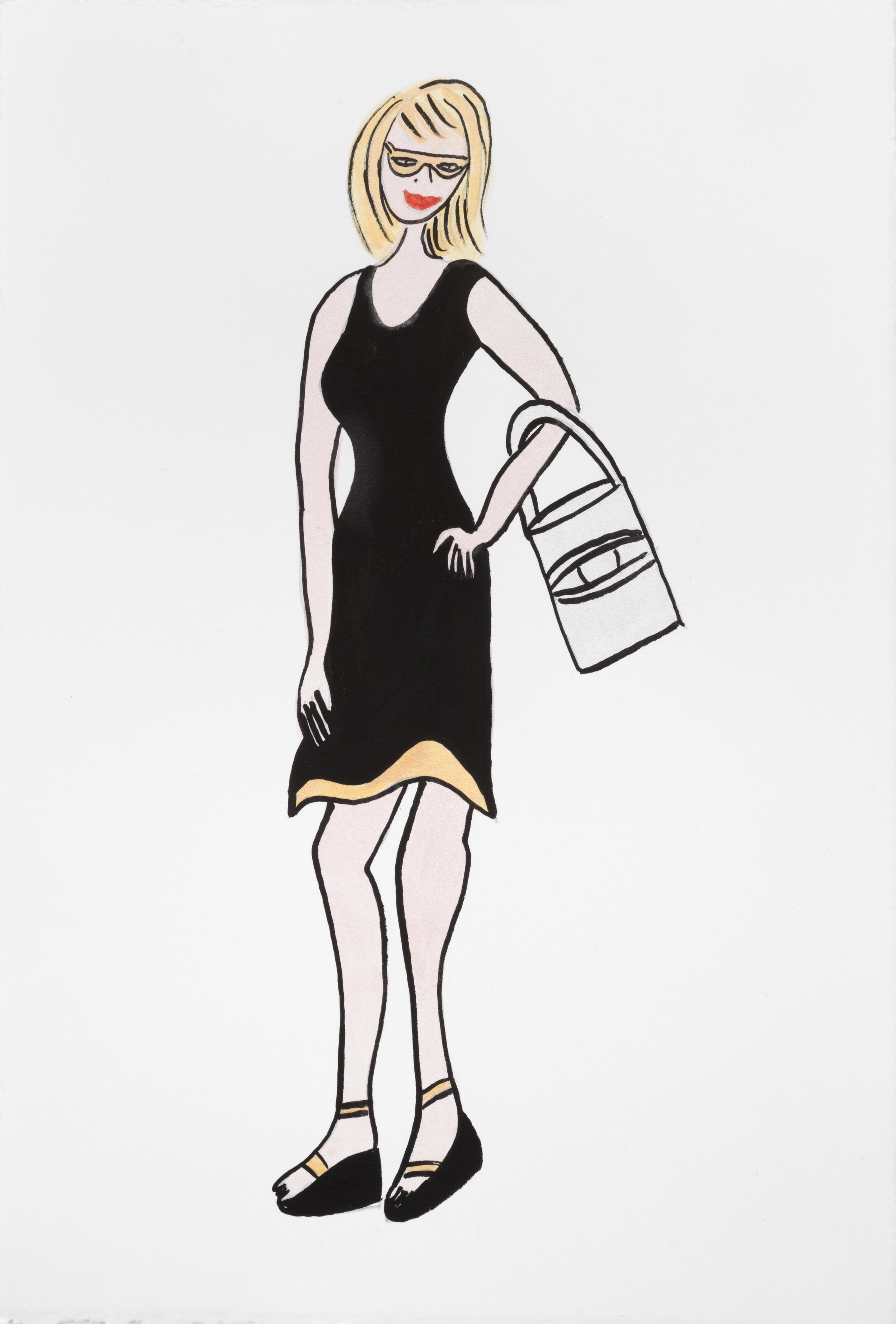 'Cultured Pearls Portraits: Curator Carmen Hermo' (2017) ink & graphite on paper, 11 x 7.5 inches, (28cm x 19cm)