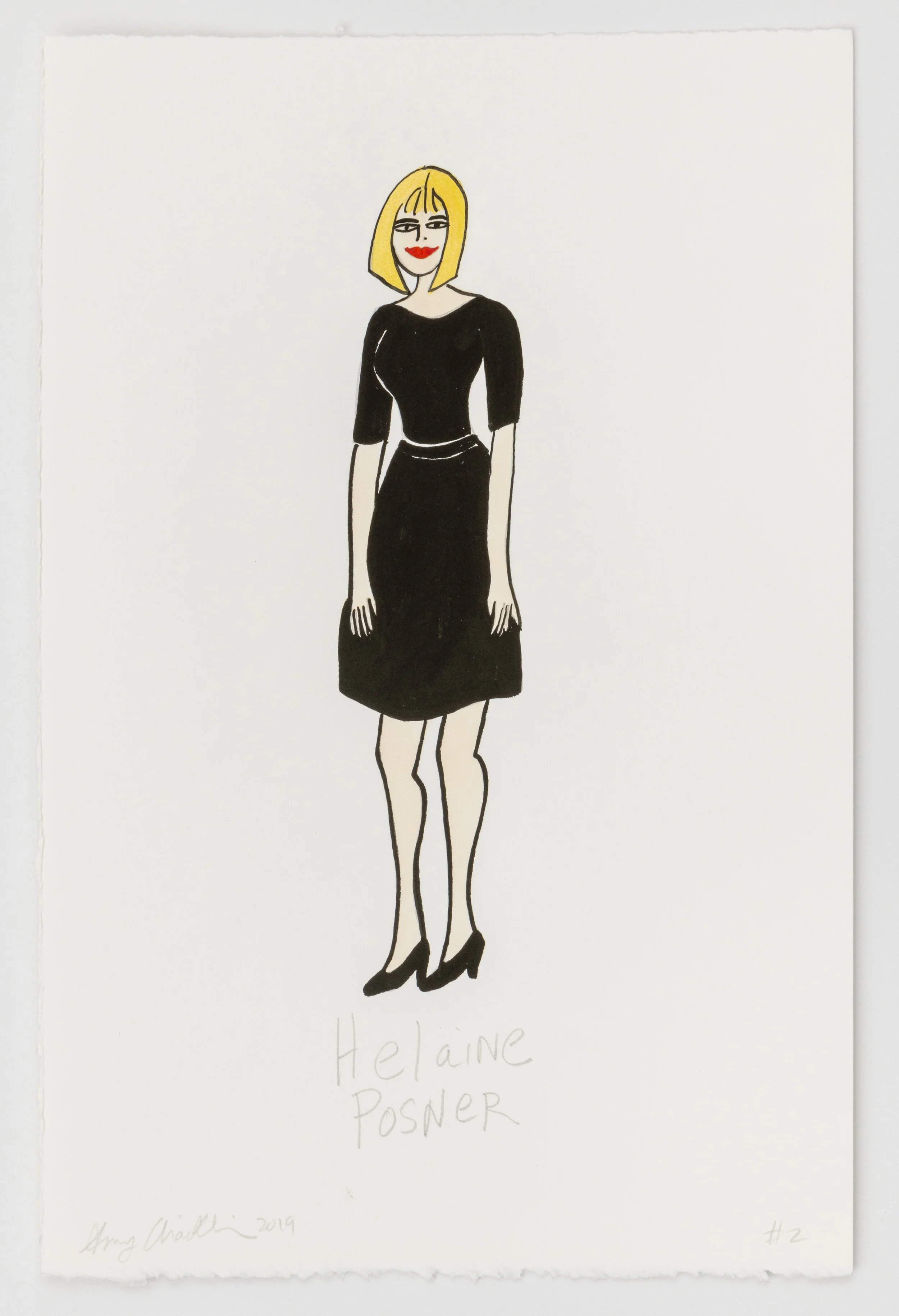 'Cultured Pearls Portraits: Curator Helaine Posner' (2019) ink & graphite on paper, 11 x 7.5 inches, (28cm x 19cm)