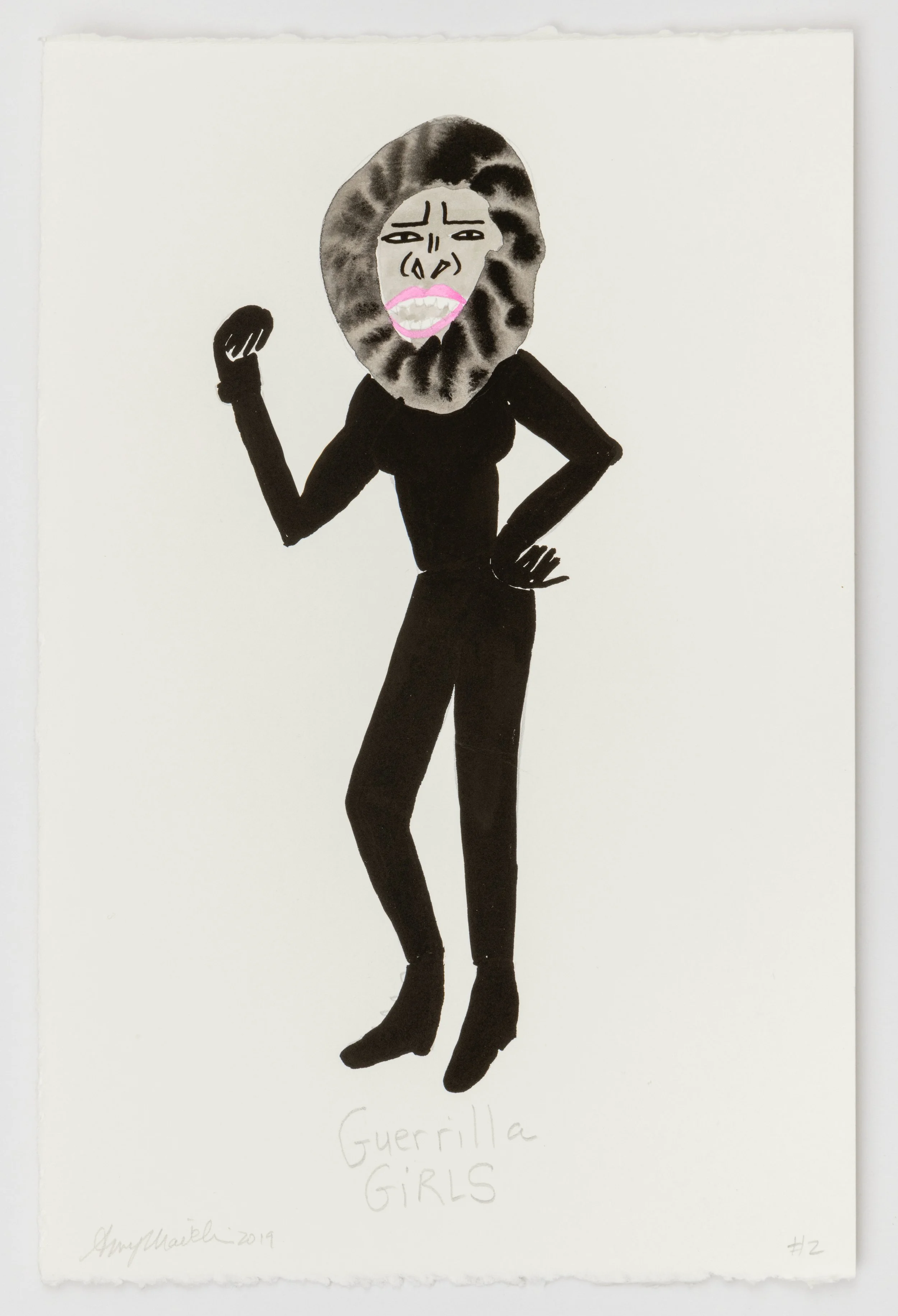 Amy Chaiklin "Cultured Pearls Portraits : Artists Guerrilla Girls" 2019, included in "The Feminist Connect' group exhibition, CAPS, Lubbock, Texas, March 2022 