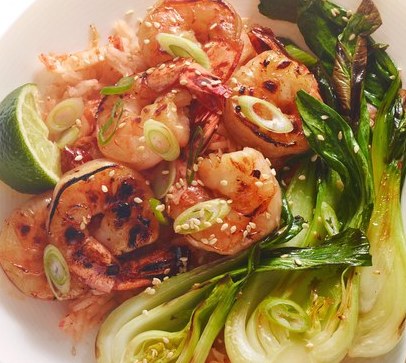 Grilled Shrimp w/Bok Choi