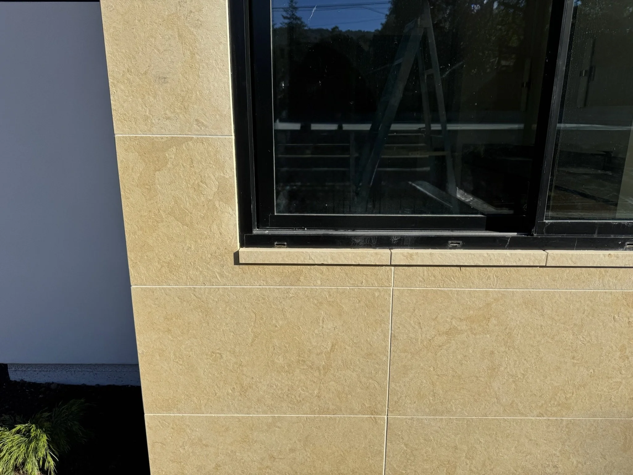 Cream Thin Veneer Custom Panels and Window Sill