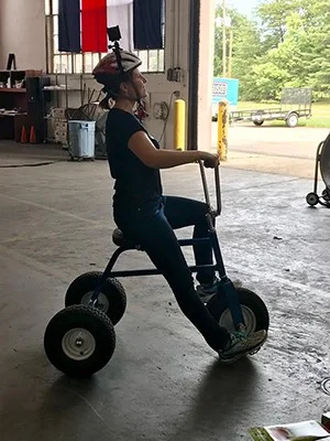 That's me, riding an adult tricycle, while shooting 360 video.
