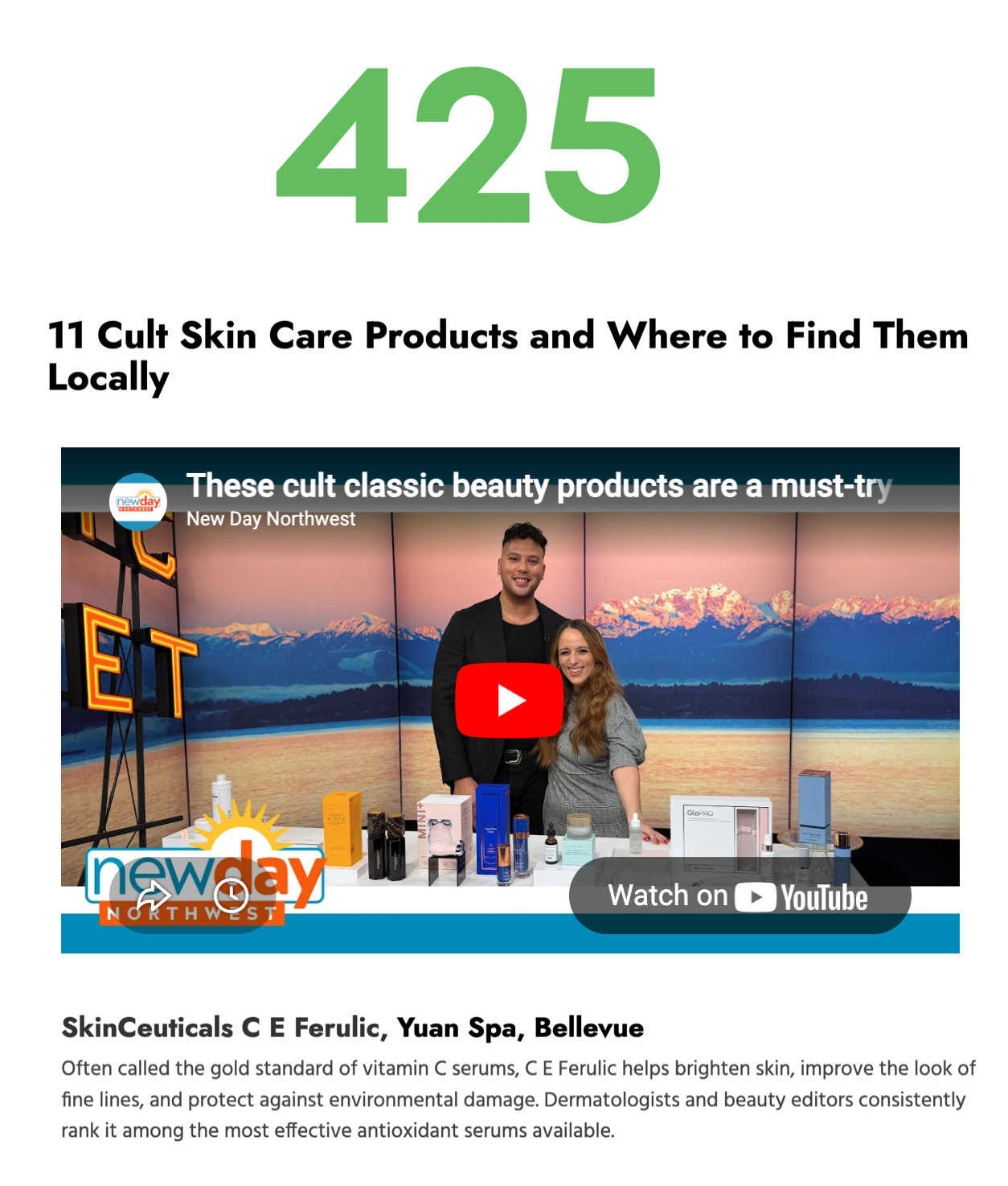 Cult Beauty Products at Yuan Spa Featured by 425 Magazine