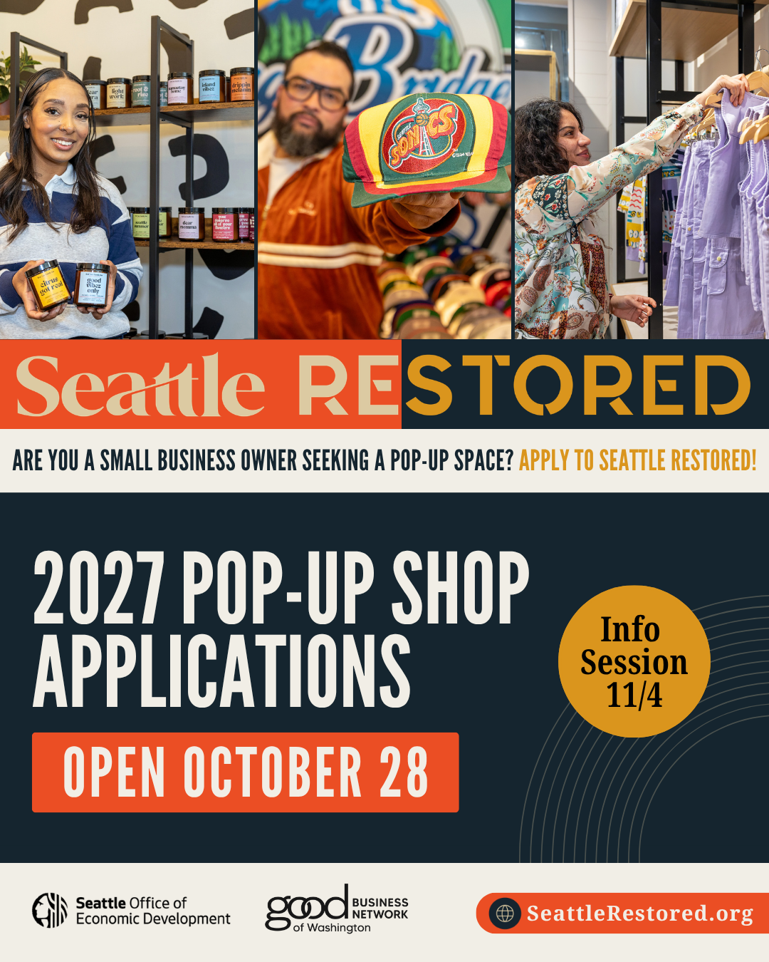 Now Open: Seattle Restored 2027 Pop-Up Shop Applications 
