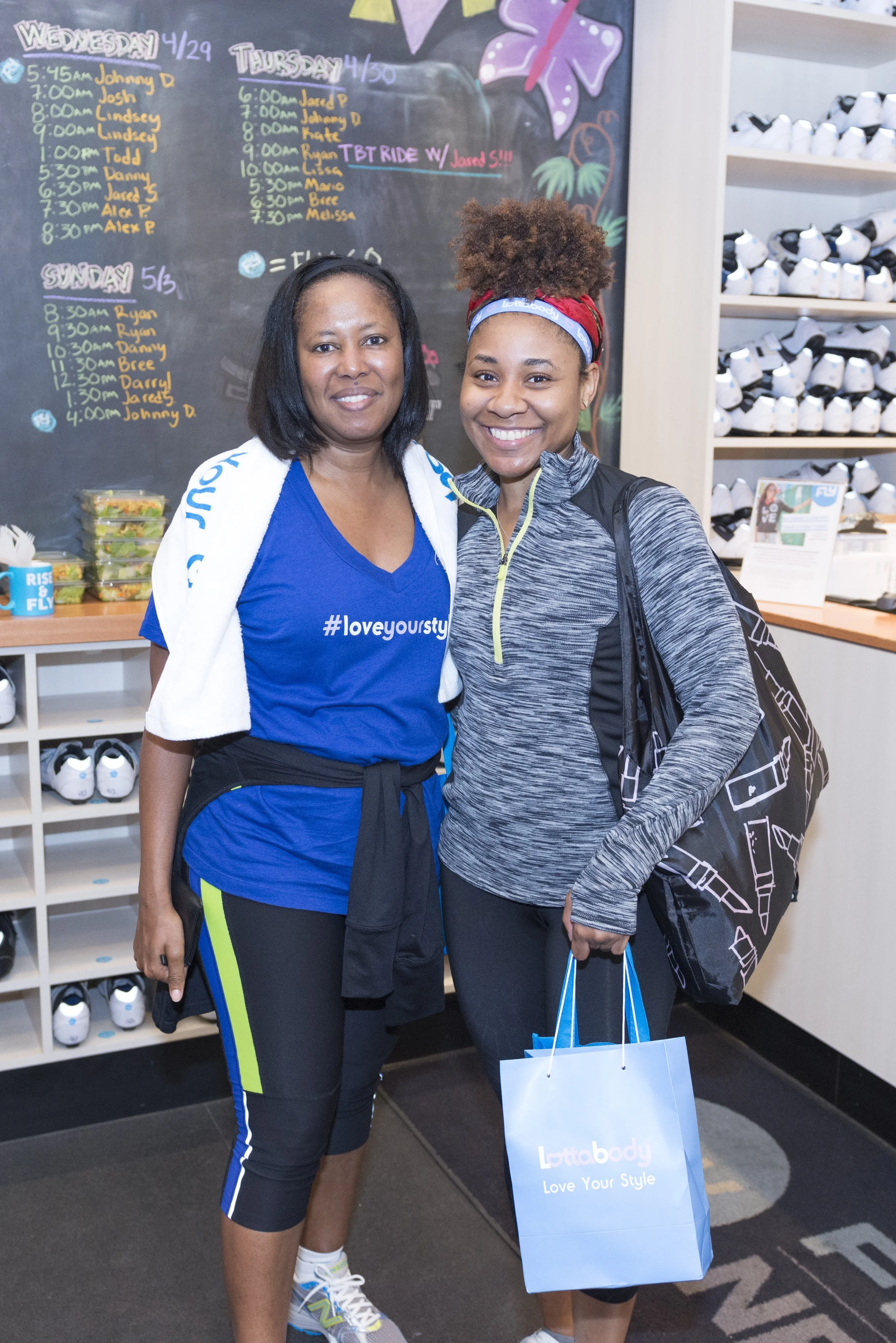 All smiles after the spin class with Jolorie Williams, Vice President of Multicultural Marketing.