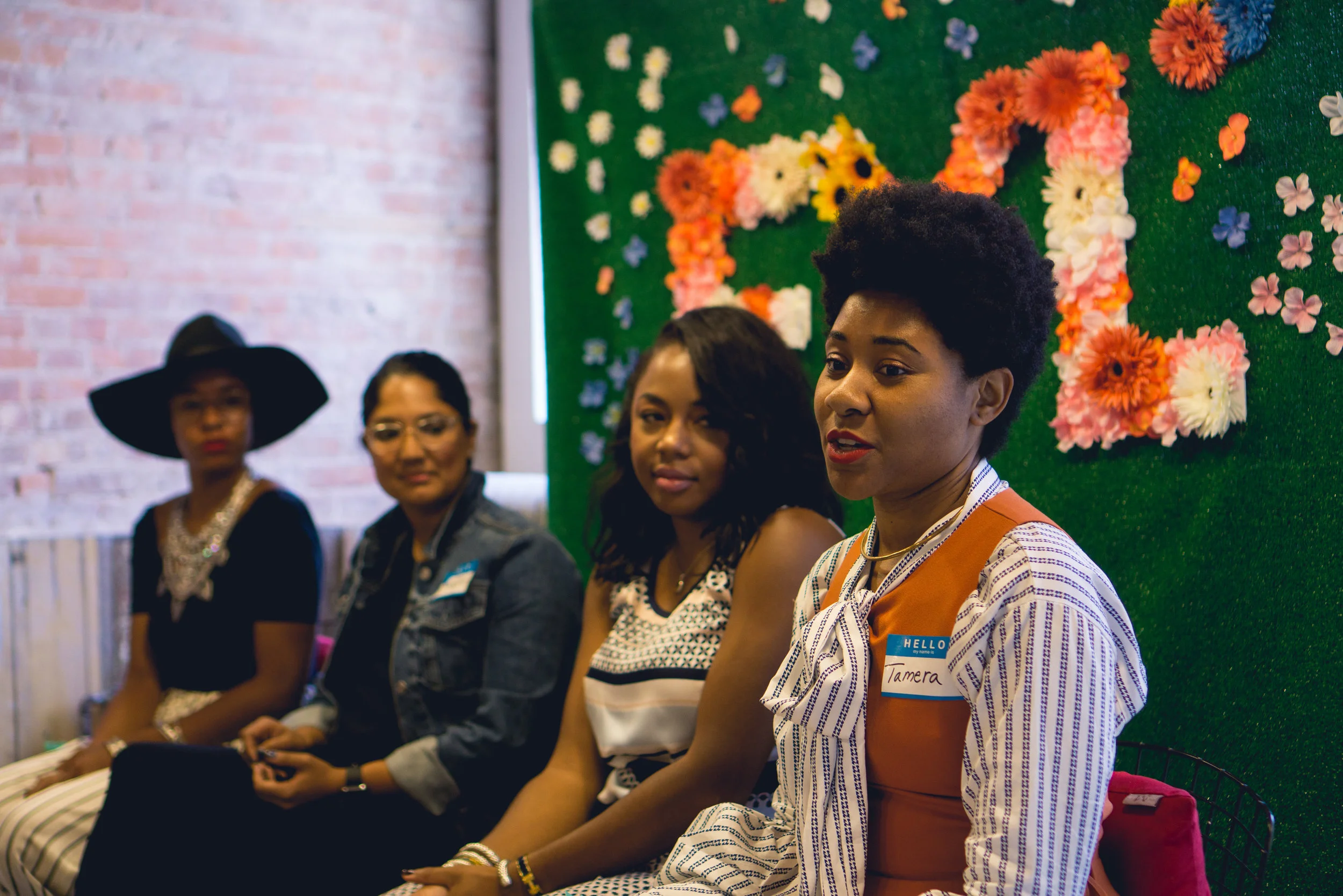 From Far Left: Victoria Sanders, Bernadette Pichardo, Kéla Walker & Tamera Darden (see nametag, wink)