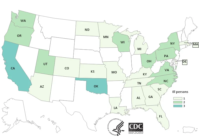 STATES reporting SALMONELLA ILLNESSES