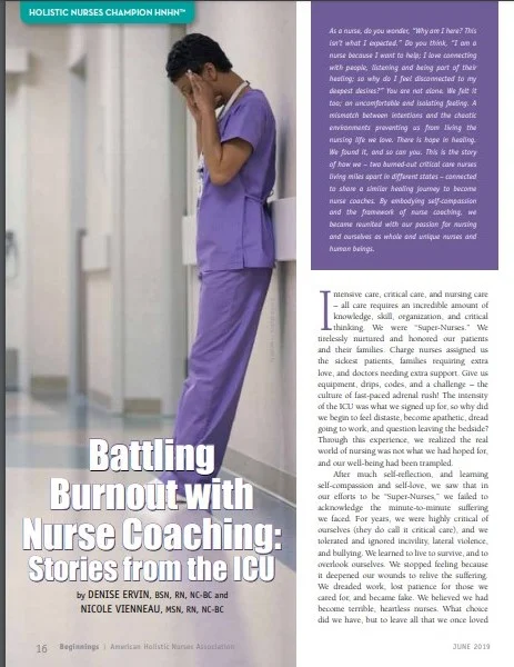 Battling Burnout with Nurse Coaching:  Stories from the ICU