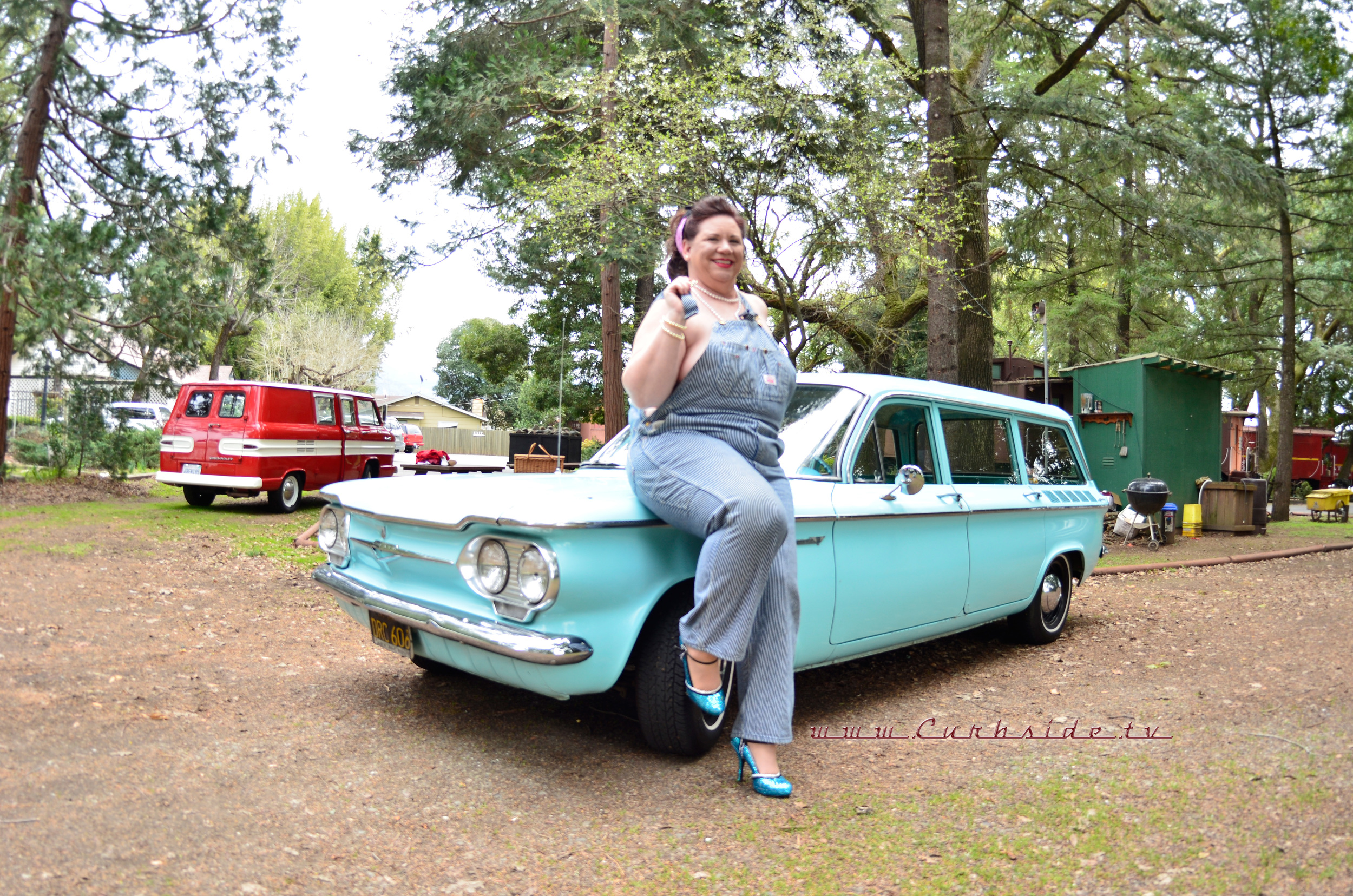 1961 Corvair Lakewood and pin-up owner