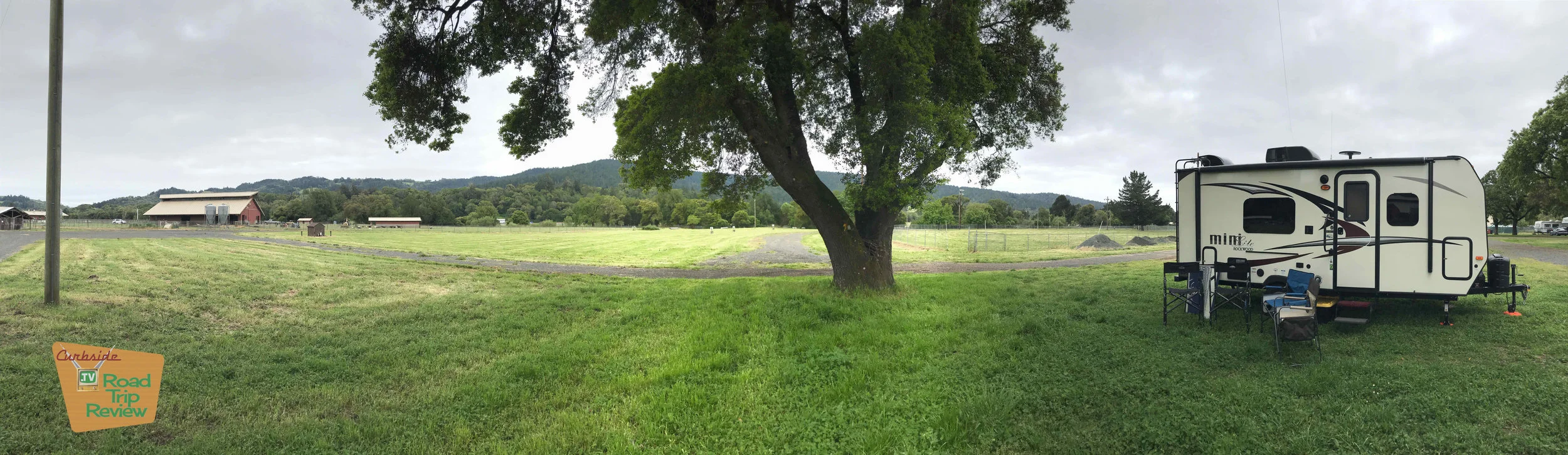 Our campsite next to Pennyroyal Farm in the Mendocino County Fairgrounds