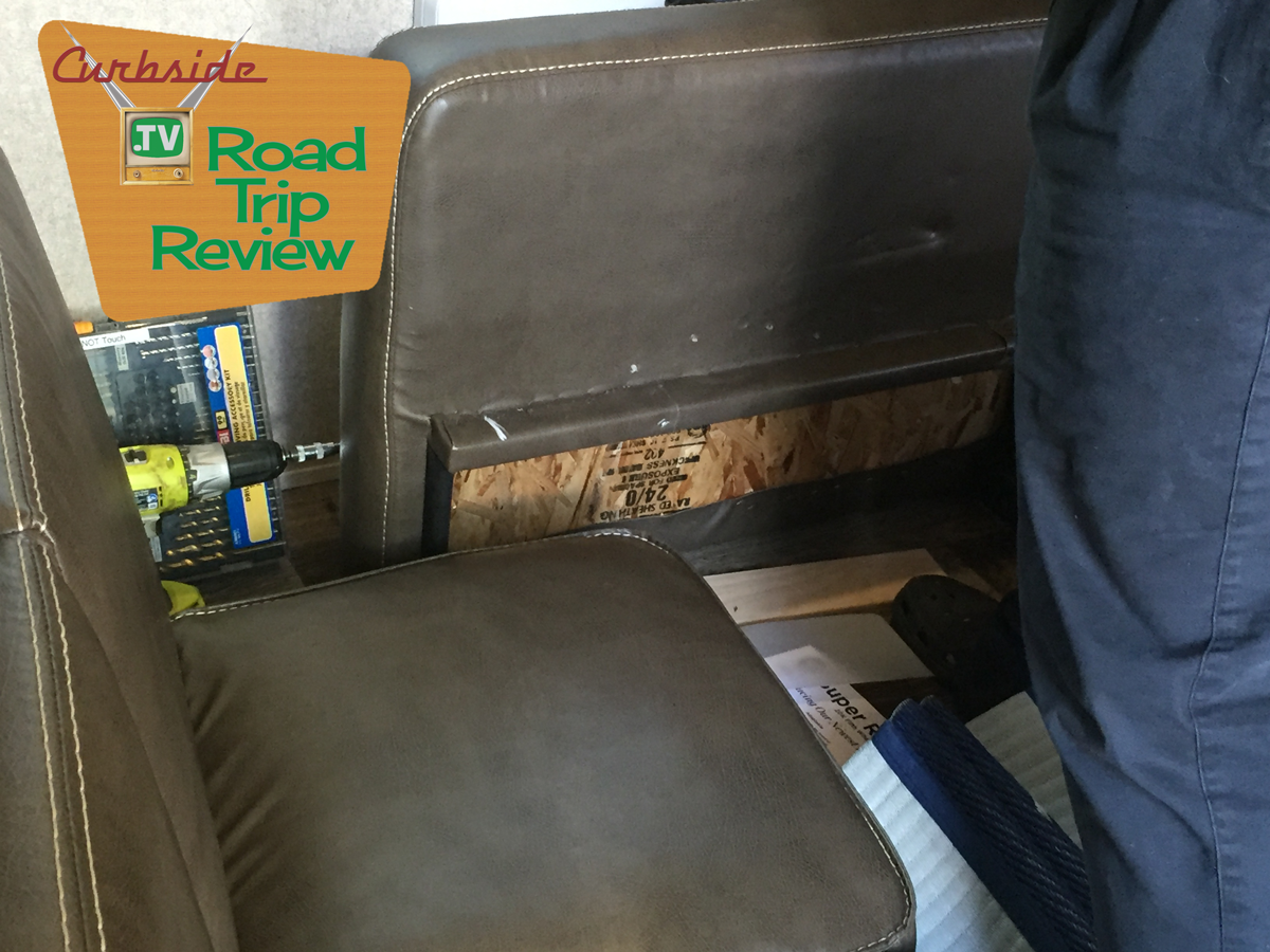 The holes for the bolts in the armrest