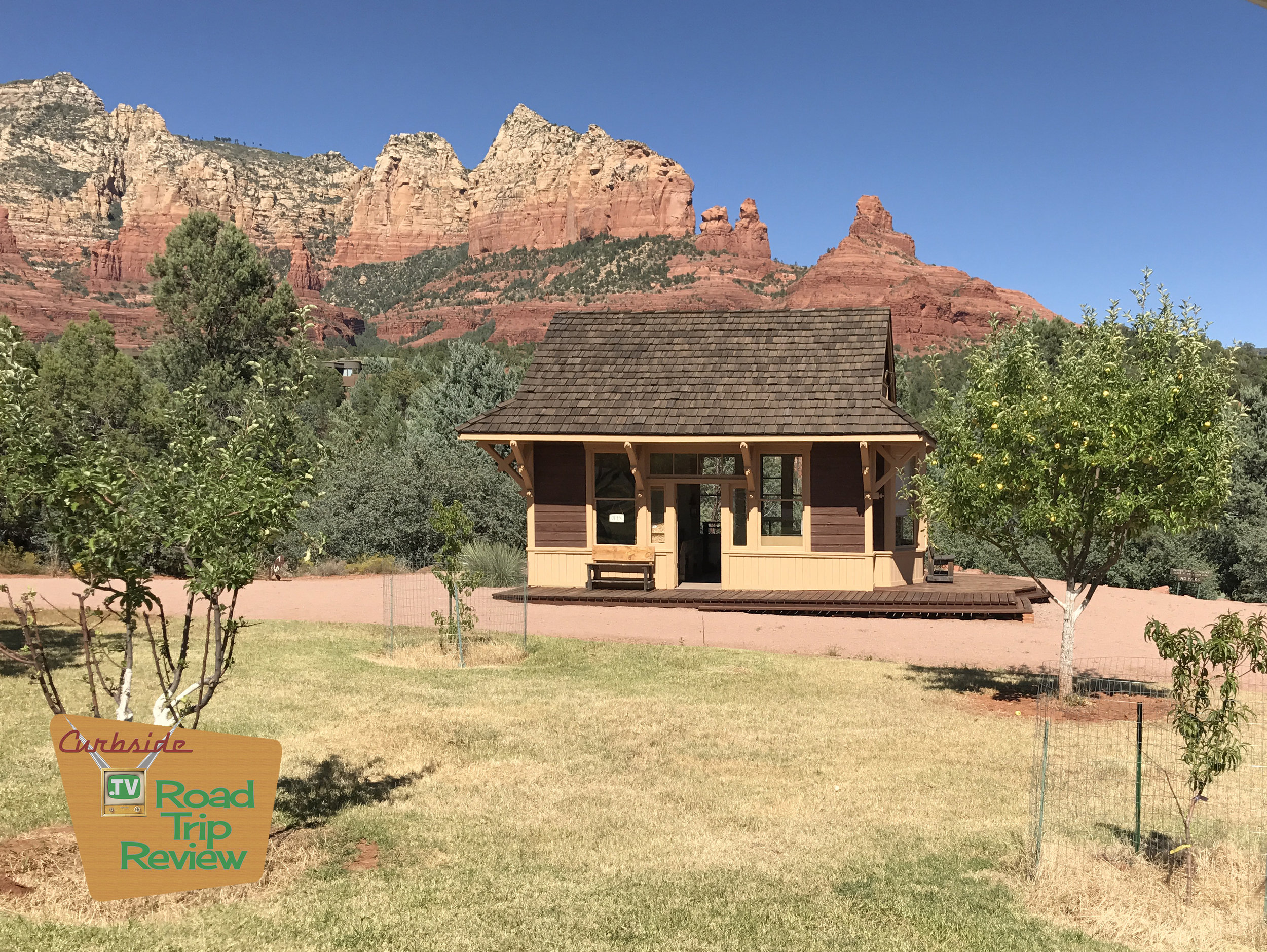The first telegraph office in Sedona, Arizona set against the beautiful backdrop of the red rock formations that surround the town.&nbsp;