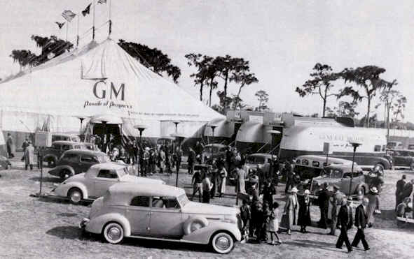 Photo of the original Parade of Progress with the streamliners