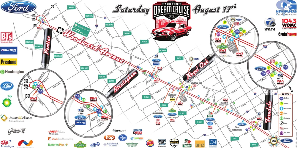 Woodward Dream Cruise Map Woodward Dream Cruise — Curbside Car Show Calendar