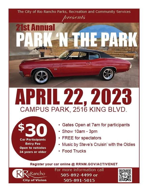Park 'n the Park car show poster, Rio Rancho, NM