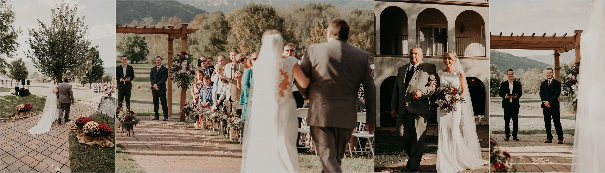 Bride walks down aisle to see her groom for the first time at altar