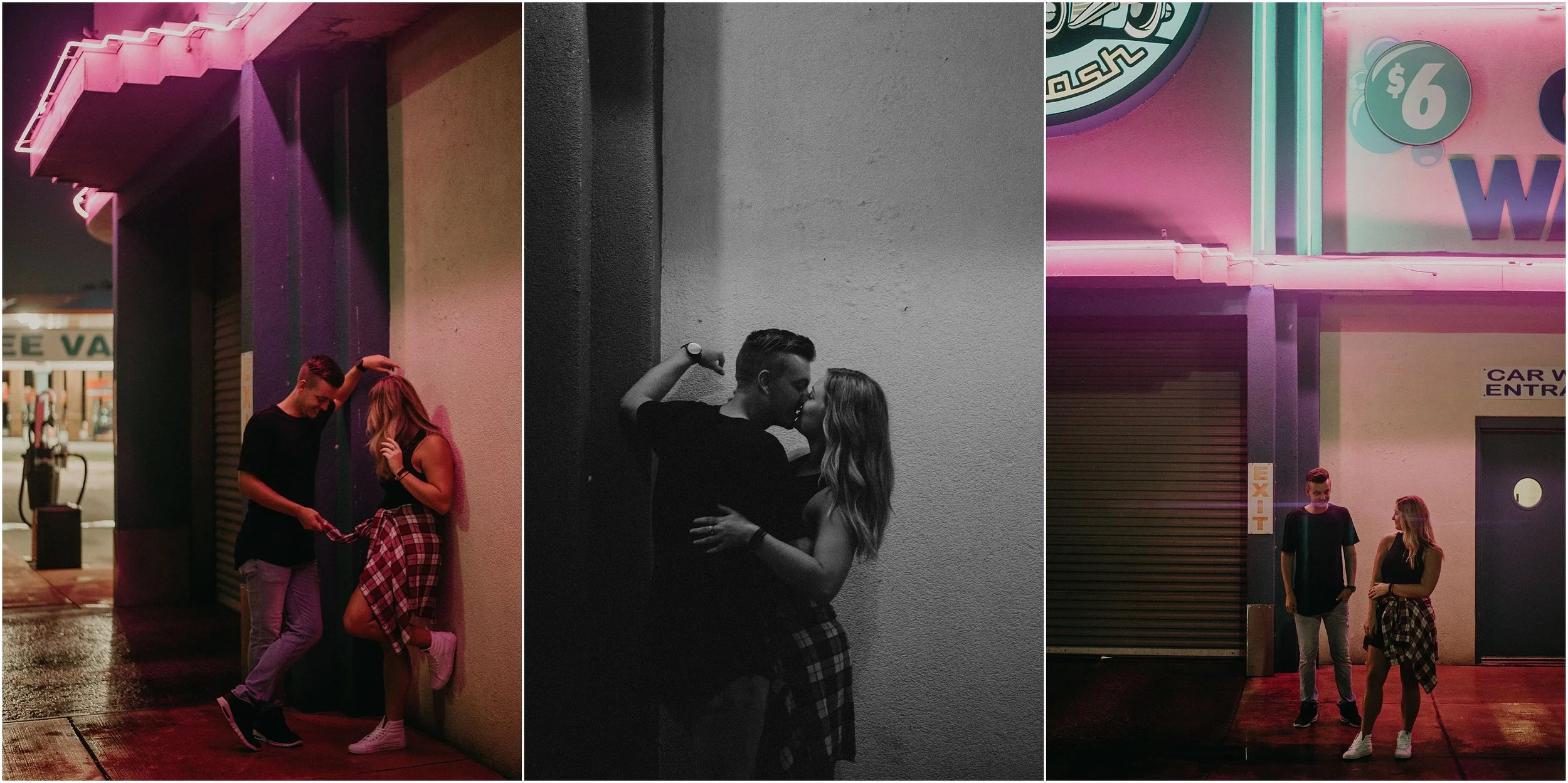 Neon light couple's photo session