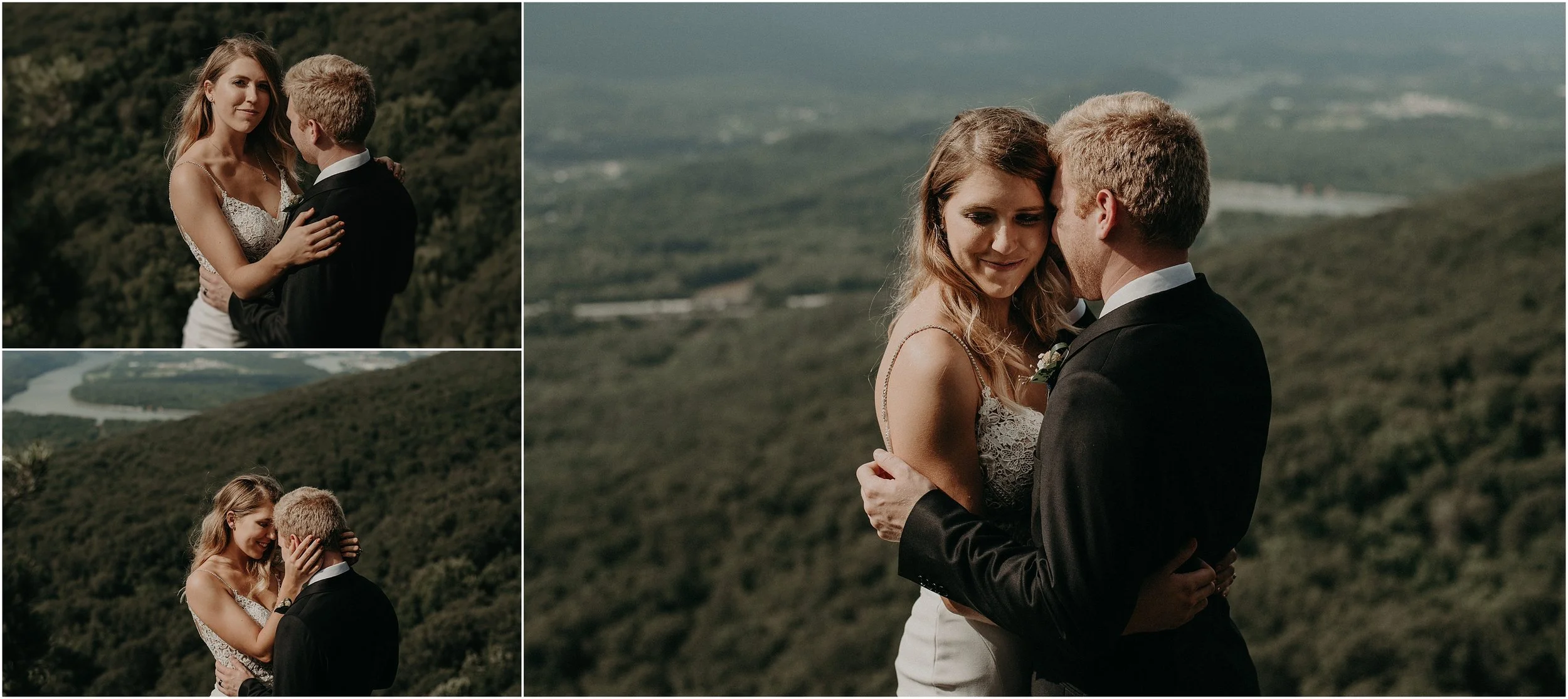 The Tennessee River at Moccasin Bend makes the background behind the bride and groom