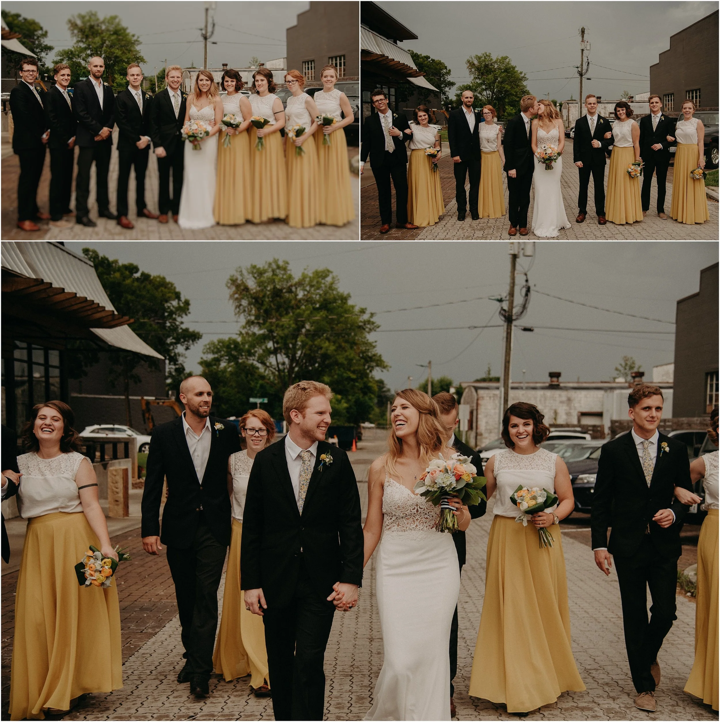 Wedding party portraits in the streets of downtown Chattanooga, Tennessee