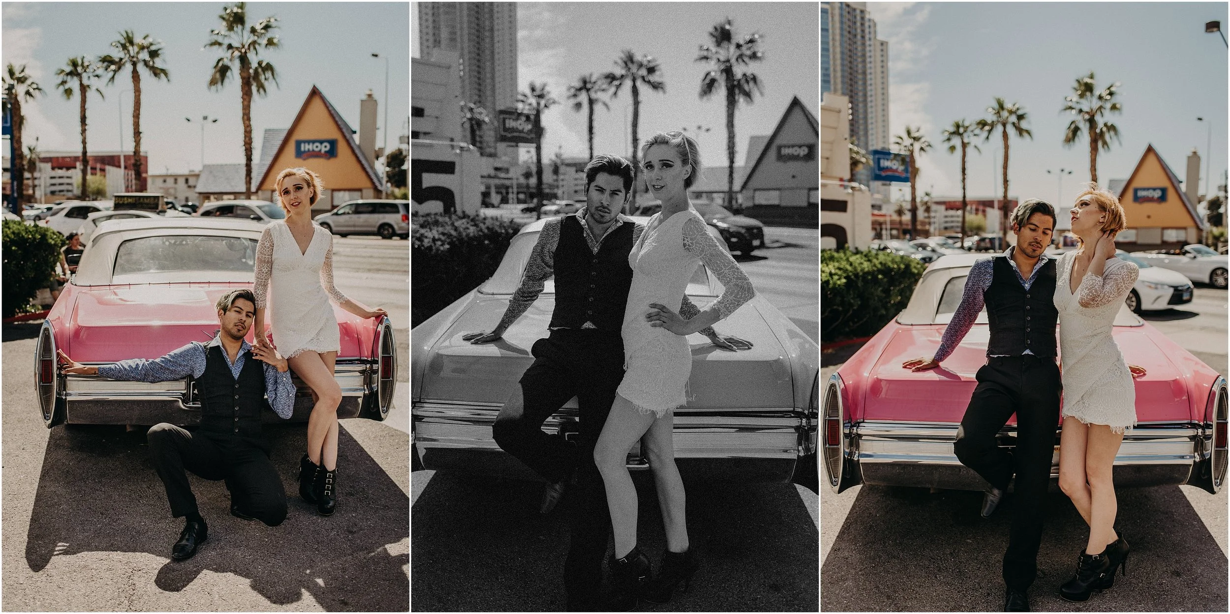 The Pink Cadillac outside a Vegas chapel after couple elopes
