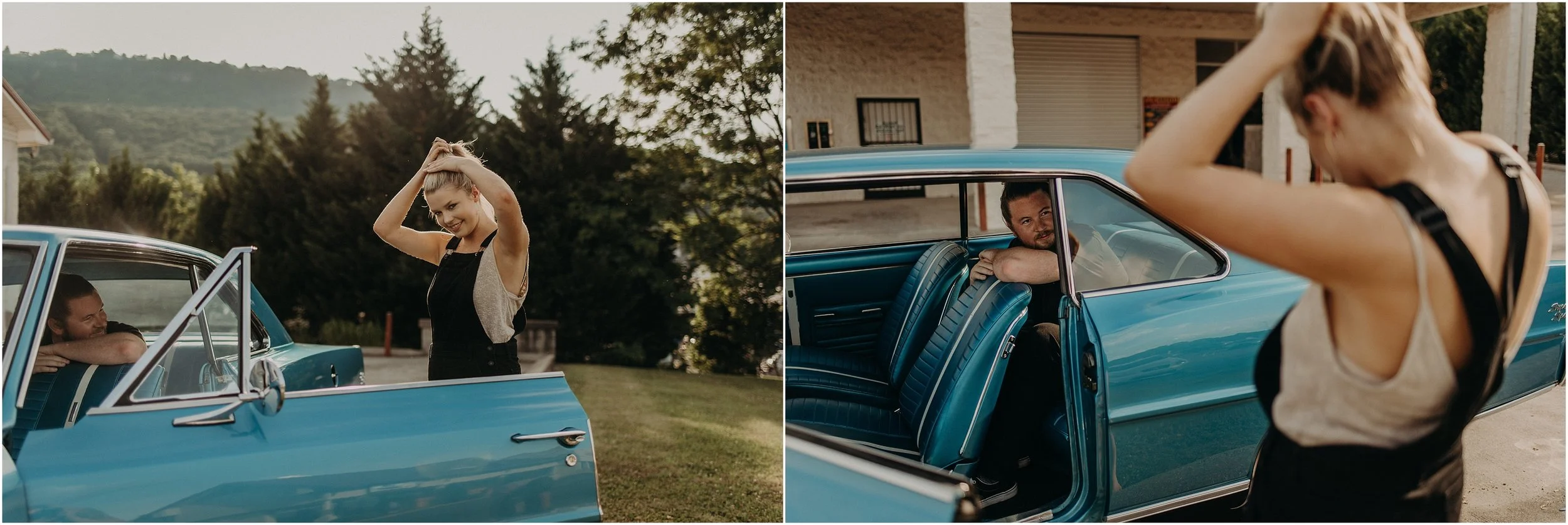 Maranda pulls her hair into a messy bun for her love story session