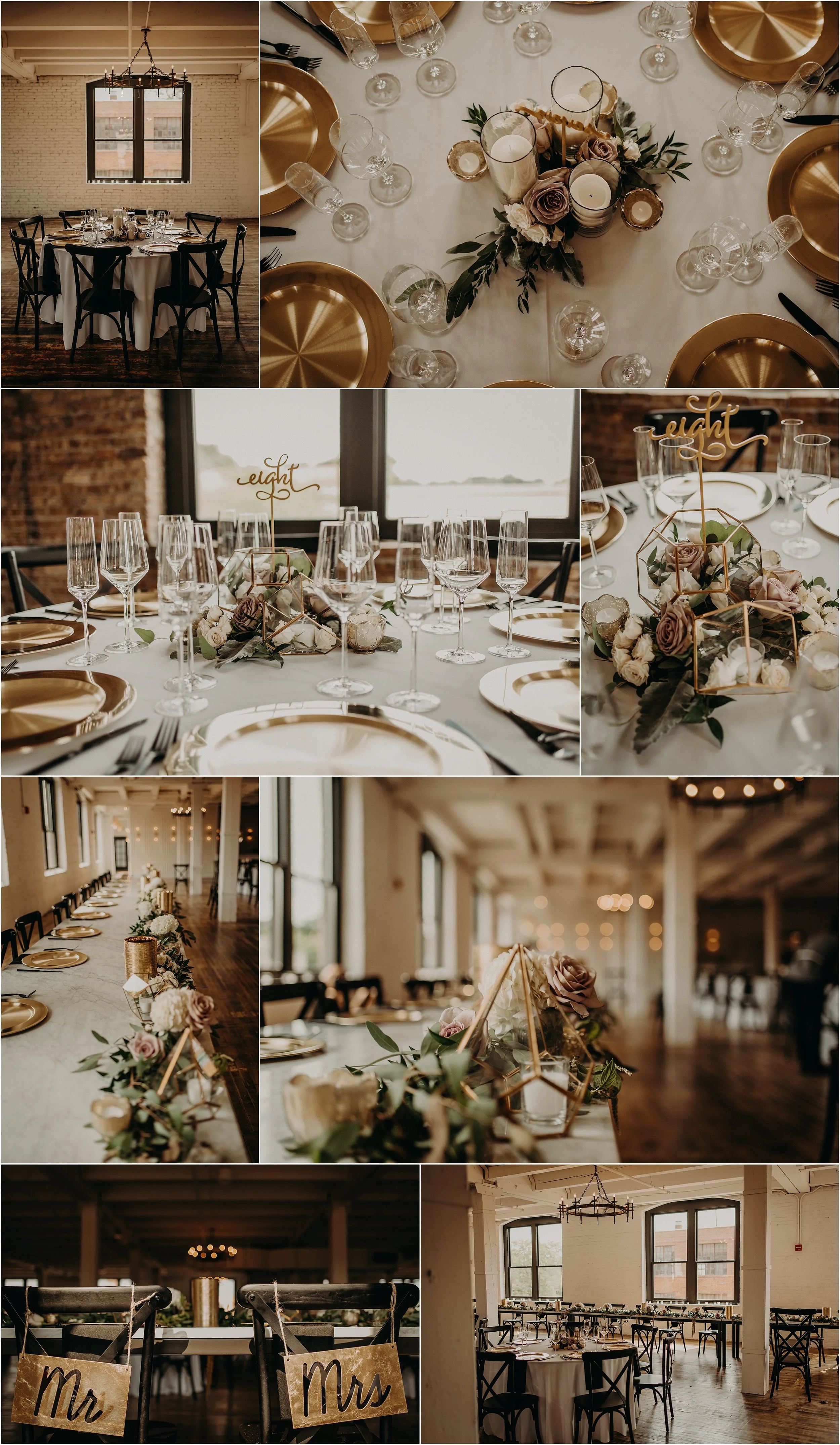 Gold, blush, and greenery with geometric accents for this chic, modern Chicago wedding