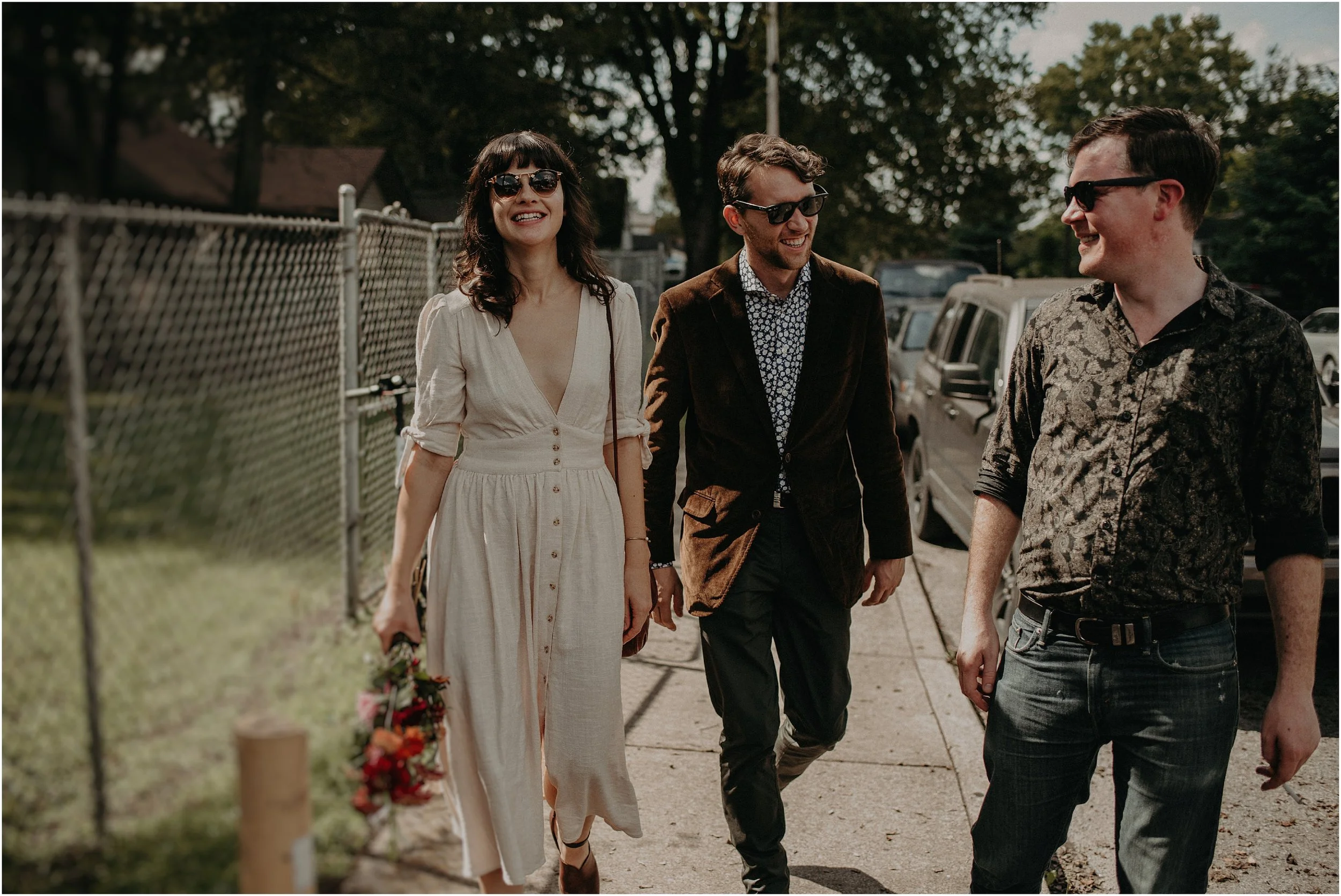 Ultra hip couple walks through downtown Nashville, TN