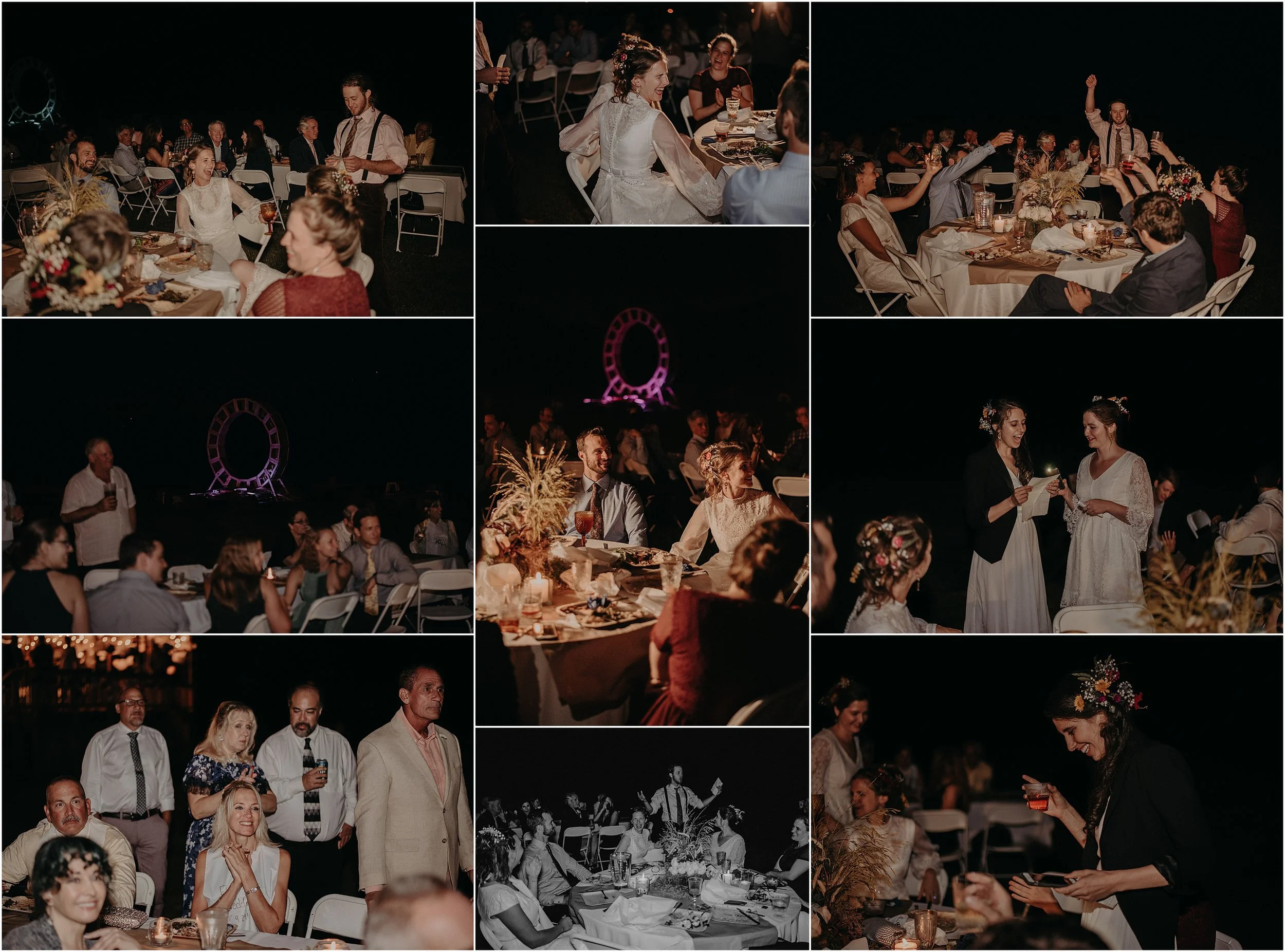 Toasts and dinner at the reception of the bride and groom