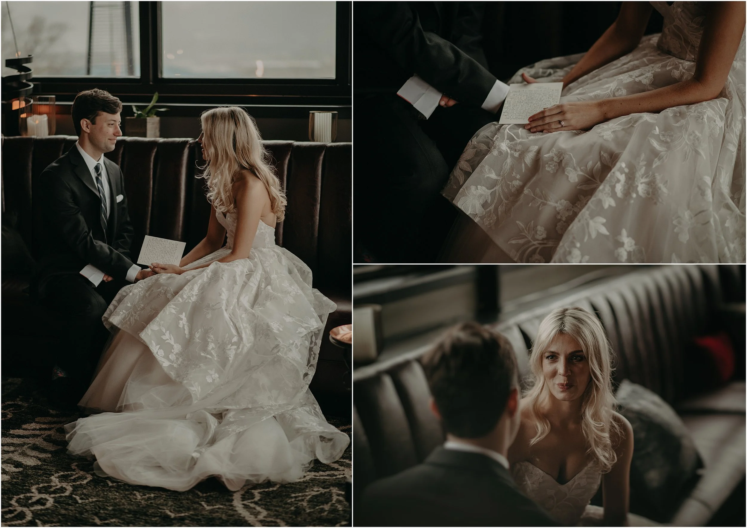 The bride and groom exchange private vows during their first look alone together at this Chattanooga, TN wedding