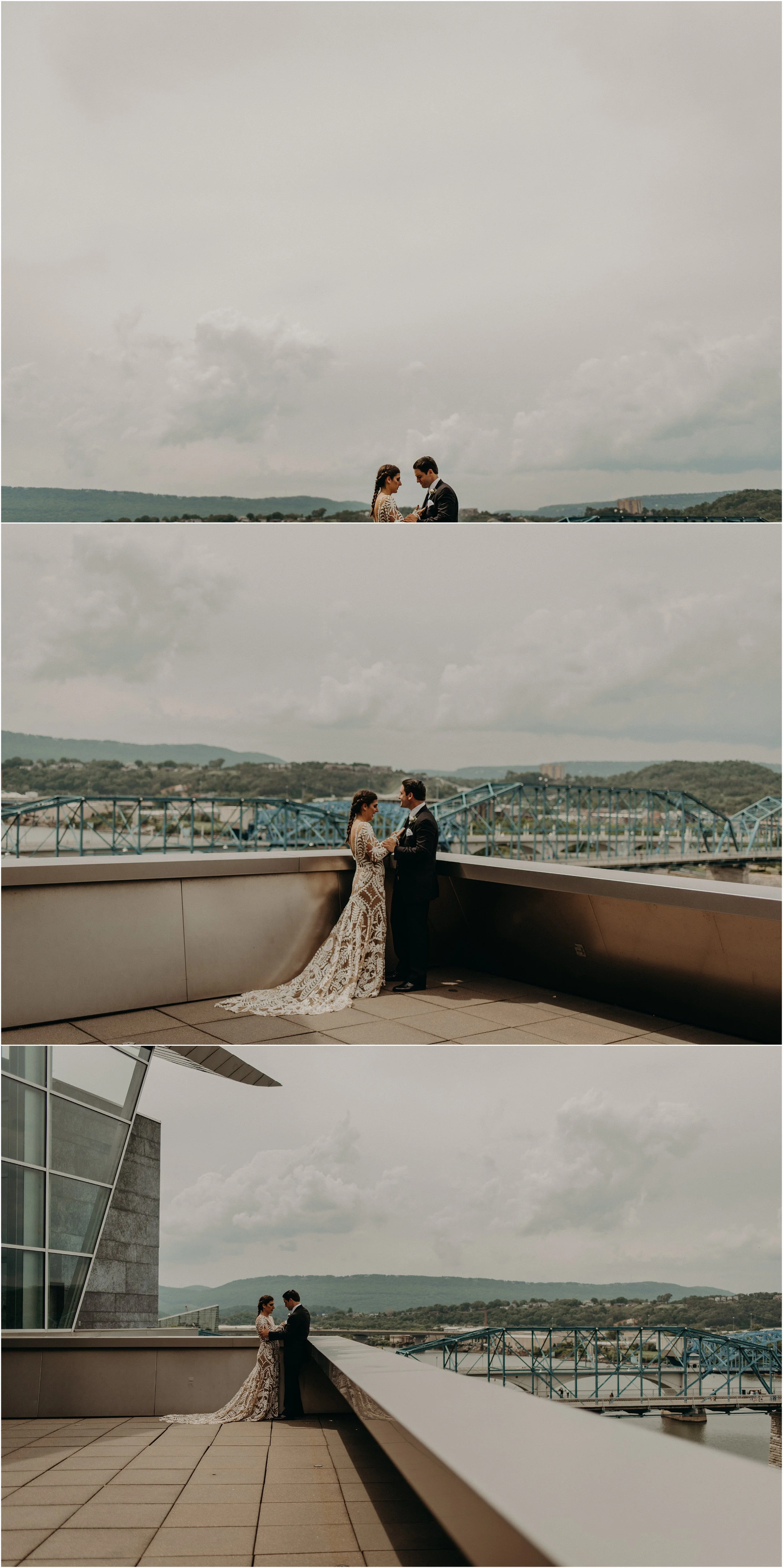 Wedding couples exchanges vows alone together during their first look before the wedding ceremony
