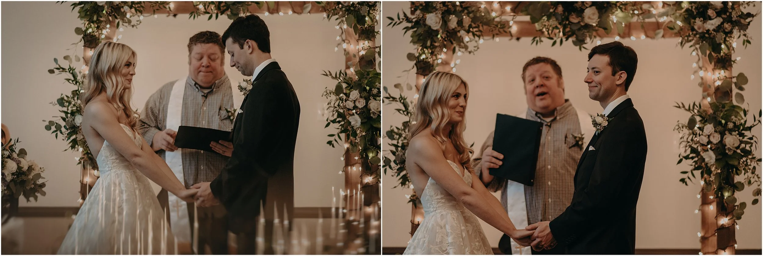 Laughs and smiles during the ceremony