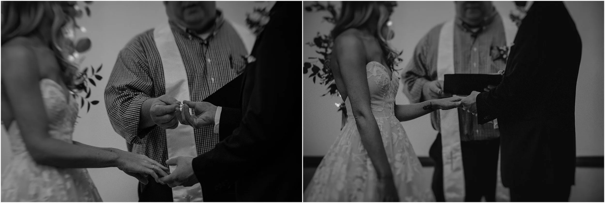 Handing off the wedding bands during the ceremony