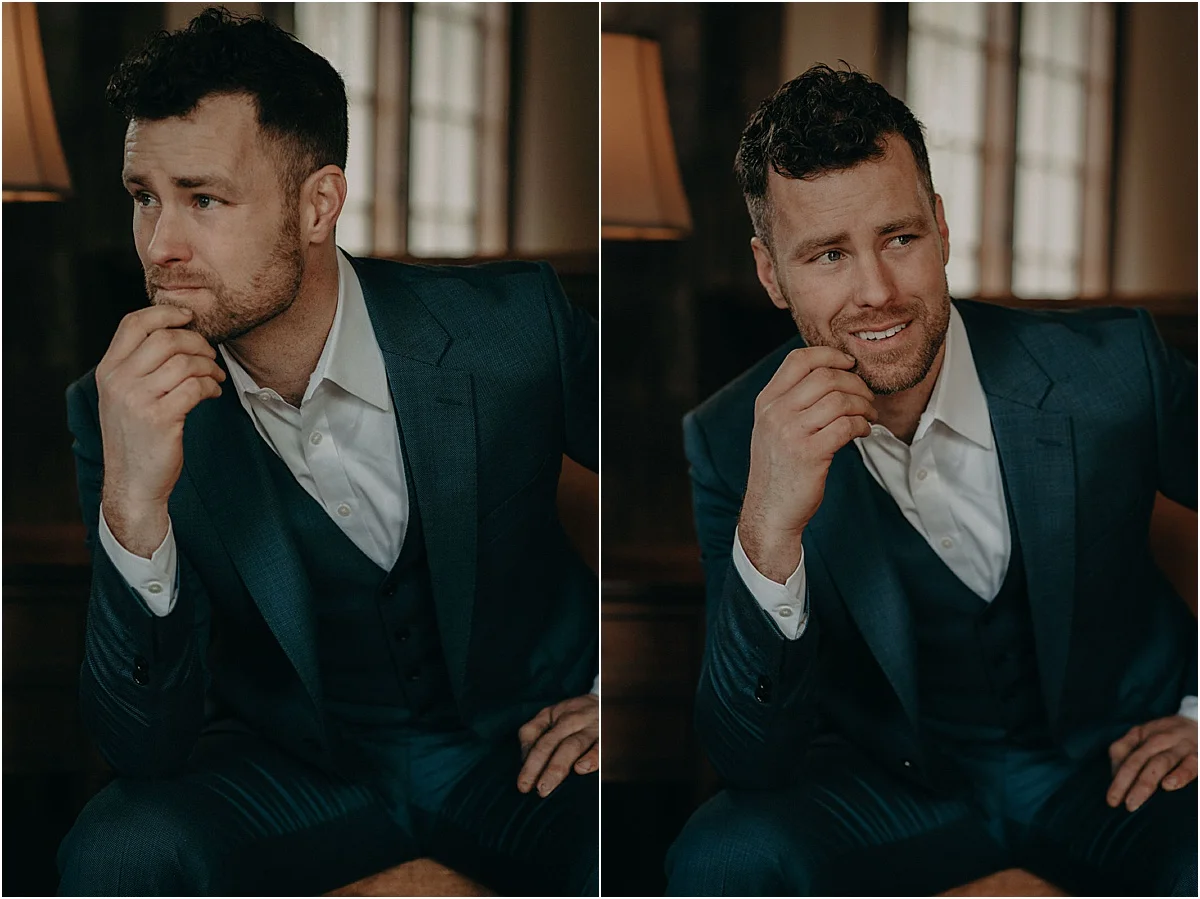groom in blue suit