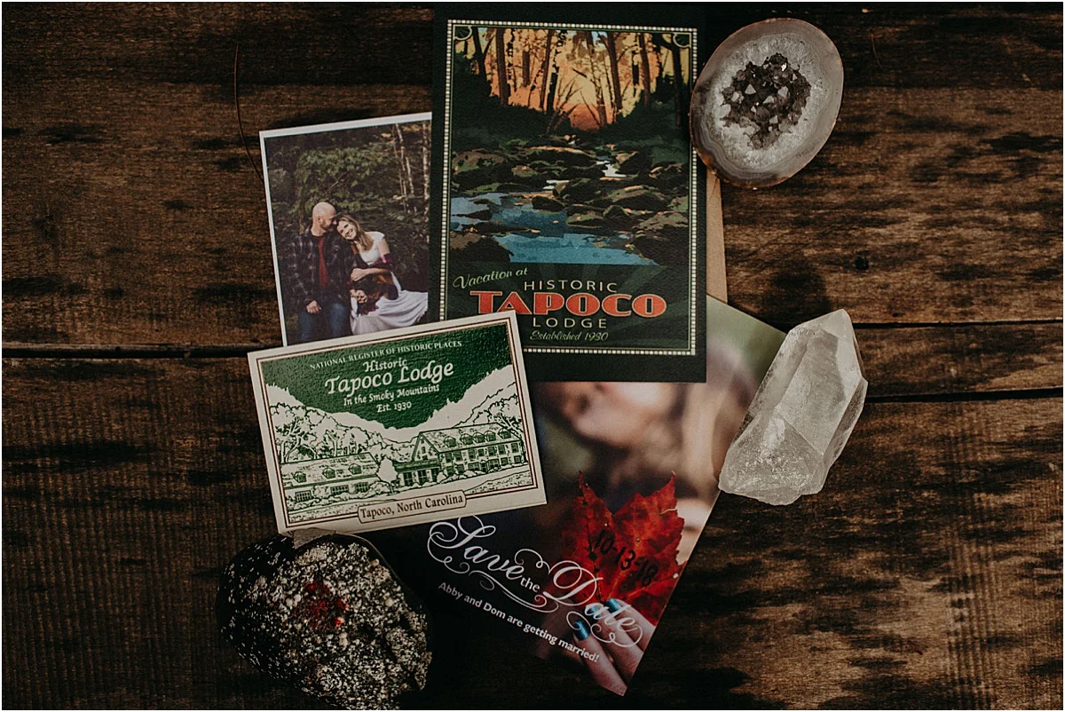 collage of wedding invites and postcards