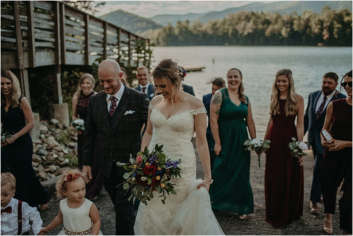 bridal party walking to ceremony
