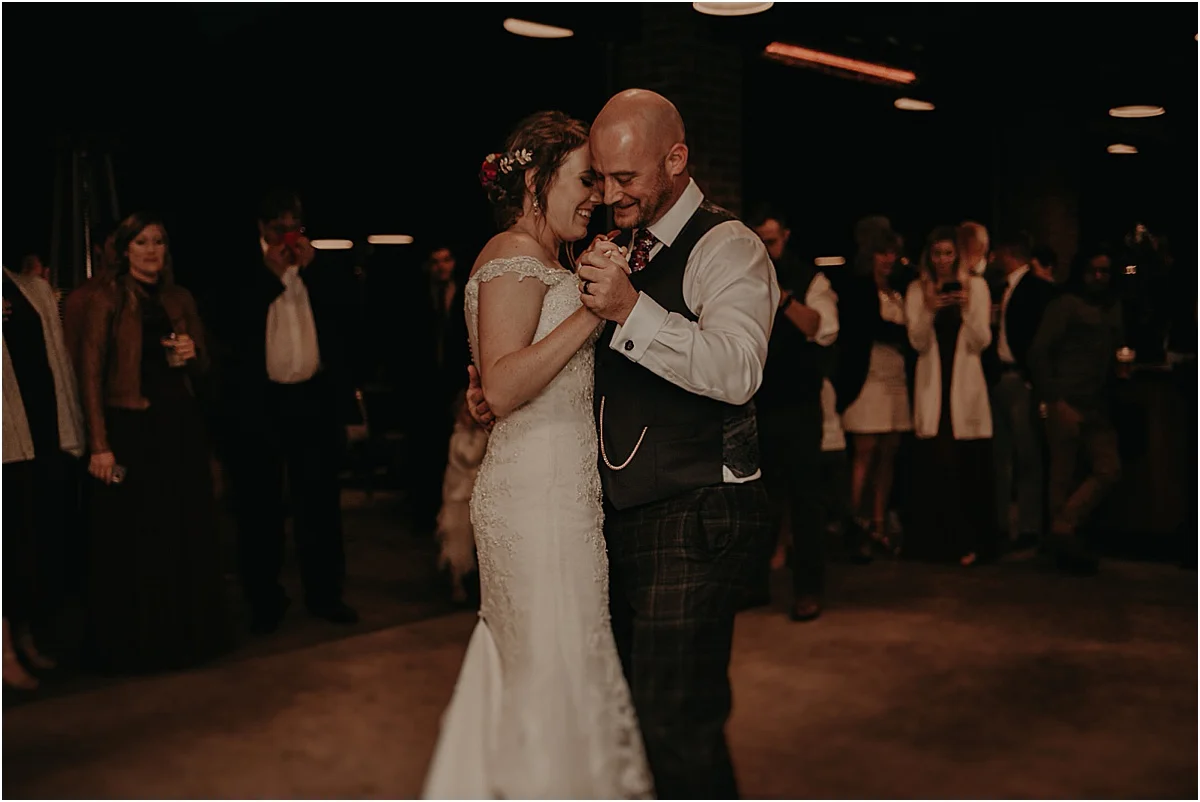 bride and groom during first dance