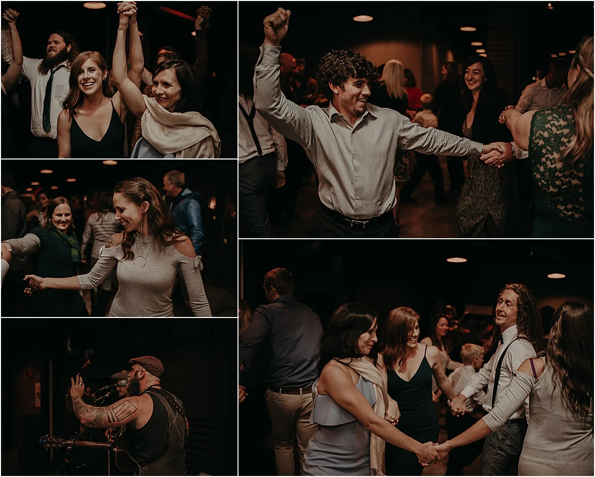 guests dancing at wedding reception