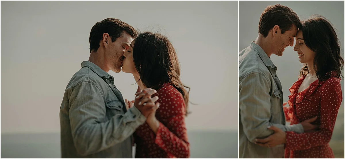 couple kissing and embracing in chattanooga hills
